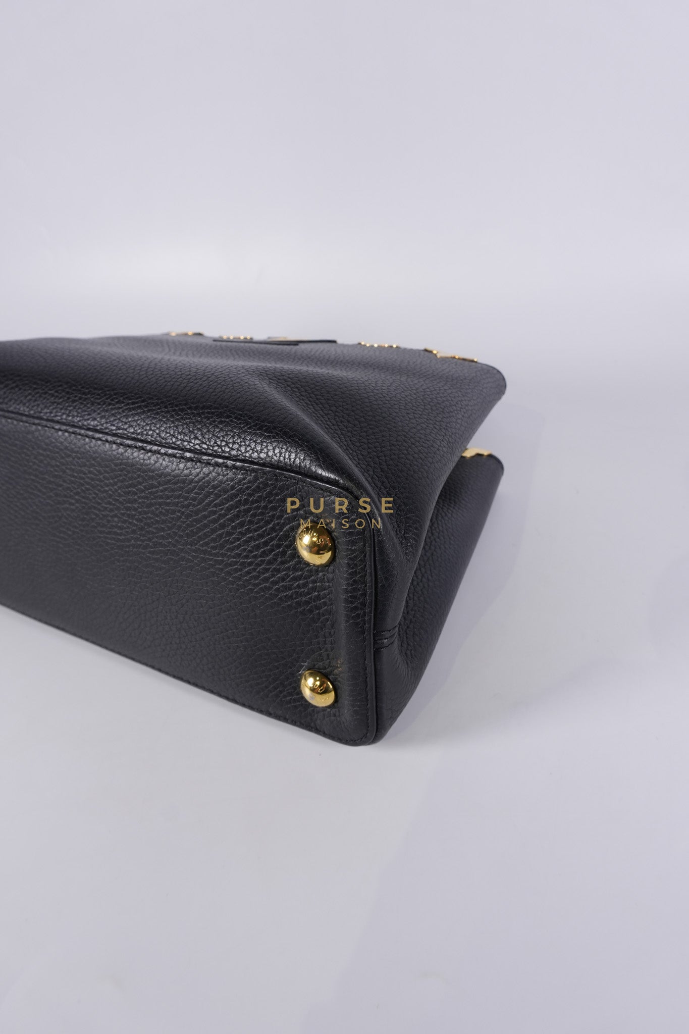 Capuccines PM Black Taurillon Leather and Gold Hardware | Purse Maison Luxury Bags Shop