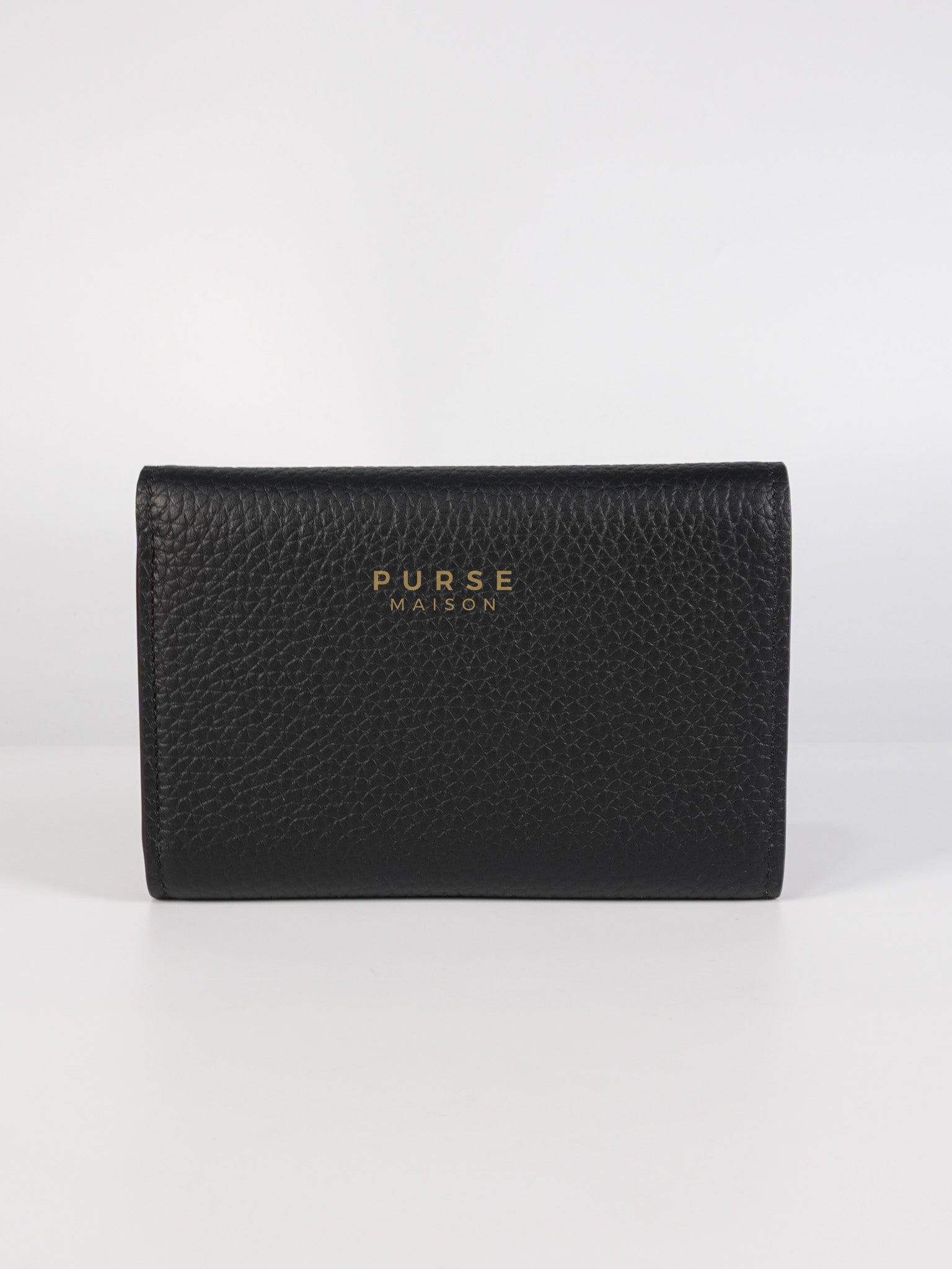 Capuccines Wallet in Black Taurillon Leather Microchip | Purse Maison Luxury Bags Shop