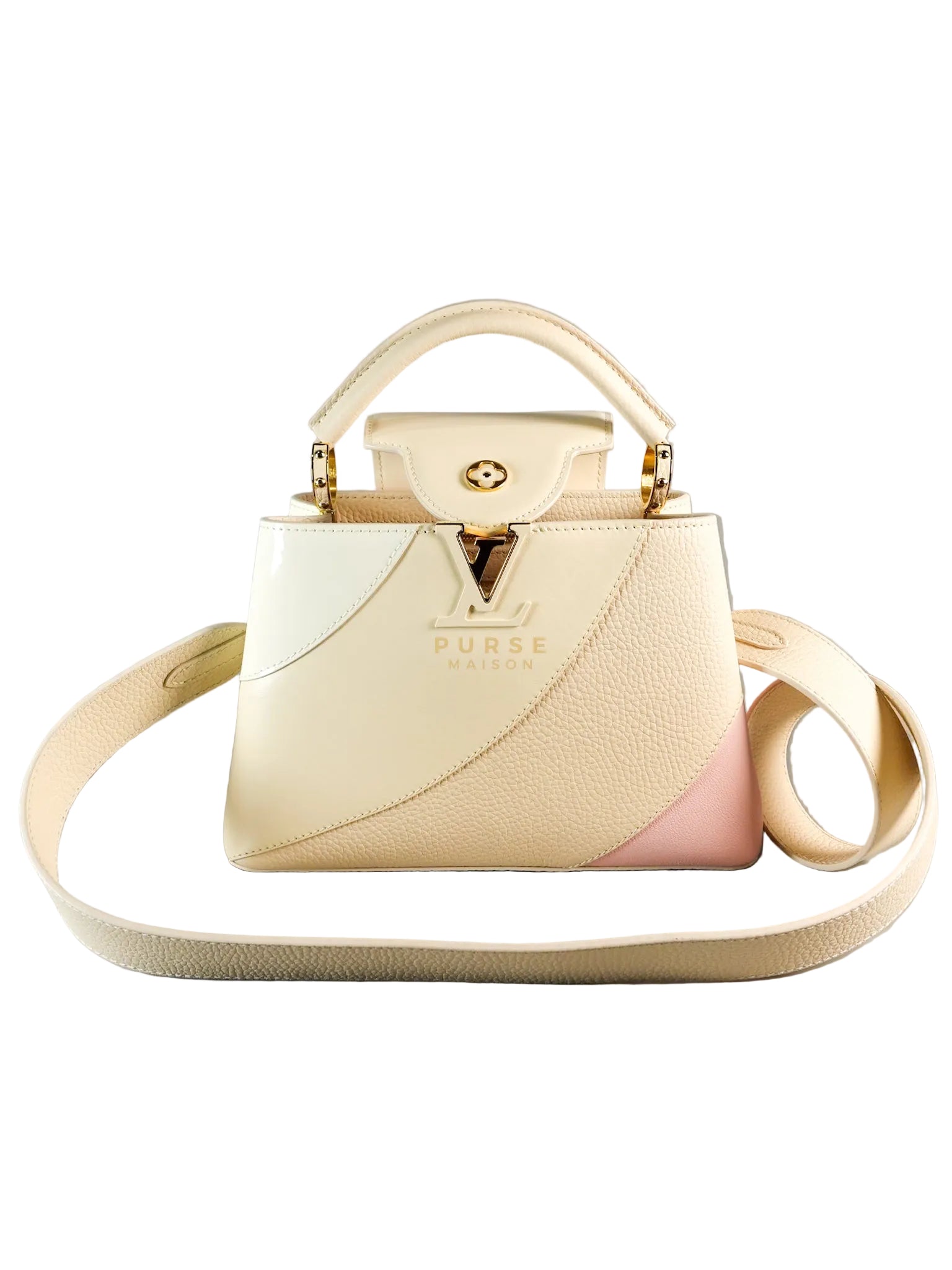 Capucines BB Gelato Vanilla Tonal Taurillon Leather (Microchip) | Purse Maison Luxury Bags Shop
