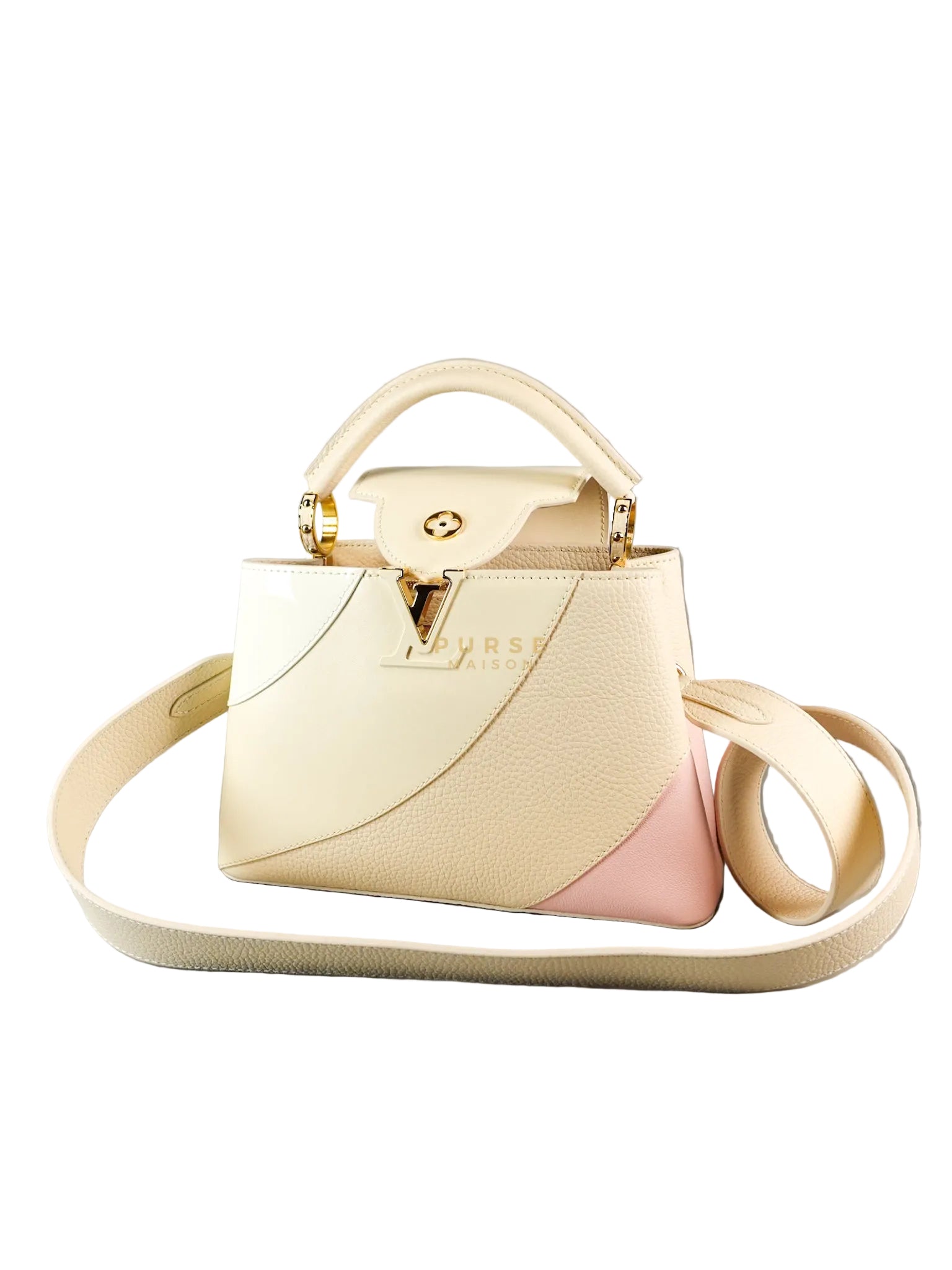 Capucines BB Gelato Vanilla Tonal Taurillon Leather (Microchip) | Purse Maison Luxury Bags Shop