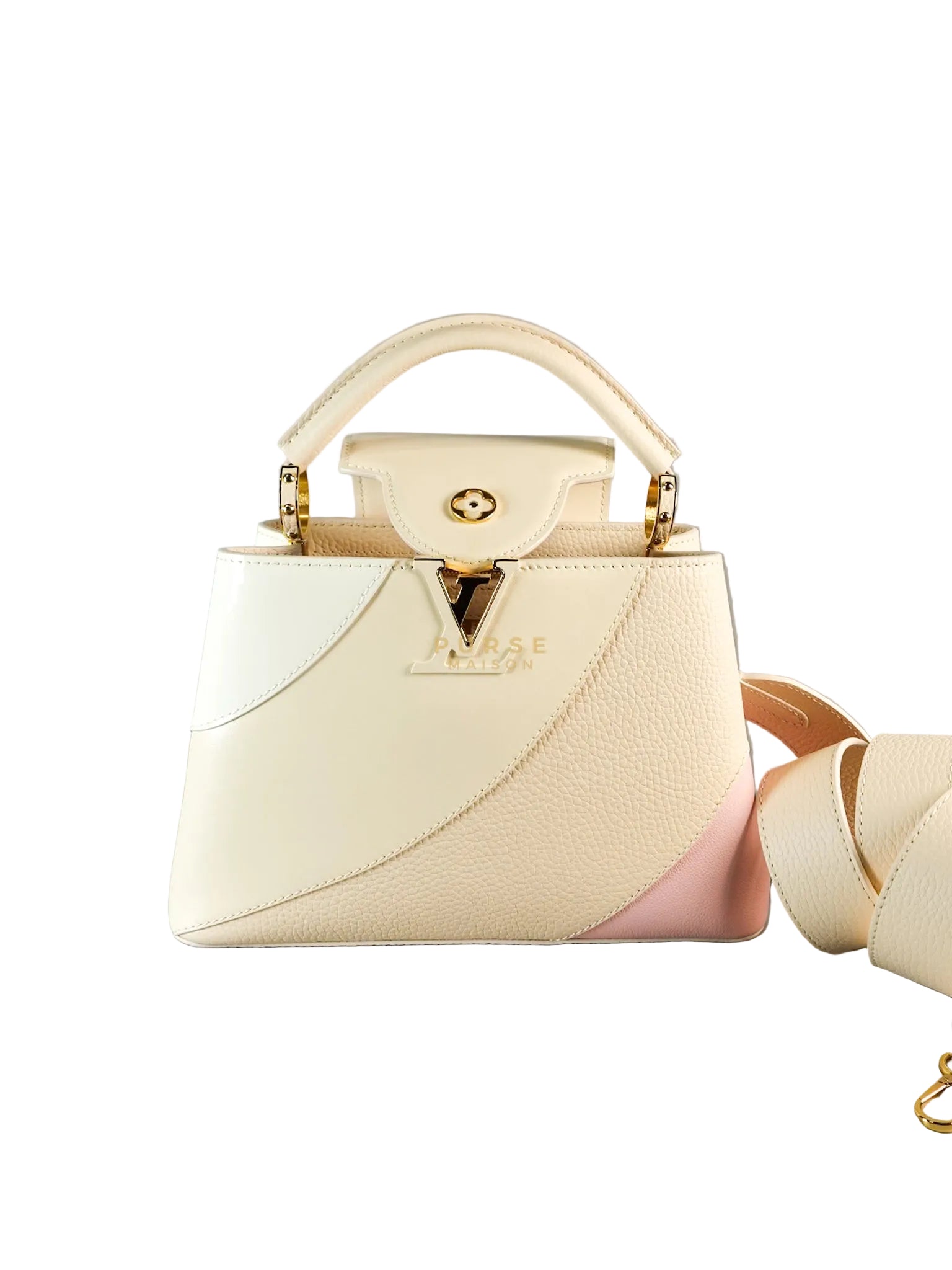 Capucines BB Gelato Vanilla Tonal Taurillon Leather (Microchip) | Purse Maison Luxury Bags Shop