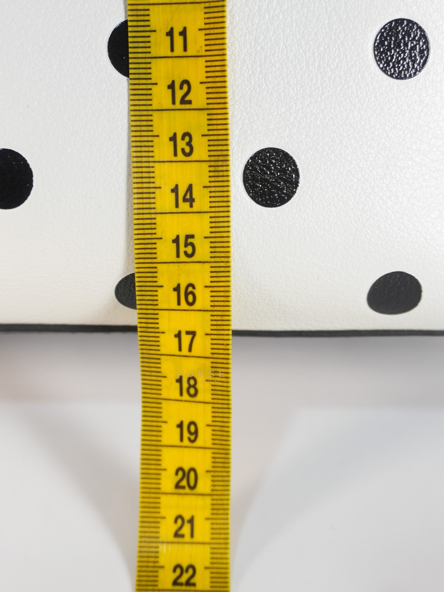 Capucines BB Hand Bag in Black & White Polka Dots Printed Leather (Microchip) | Purse Maison Luxury Bags Shop