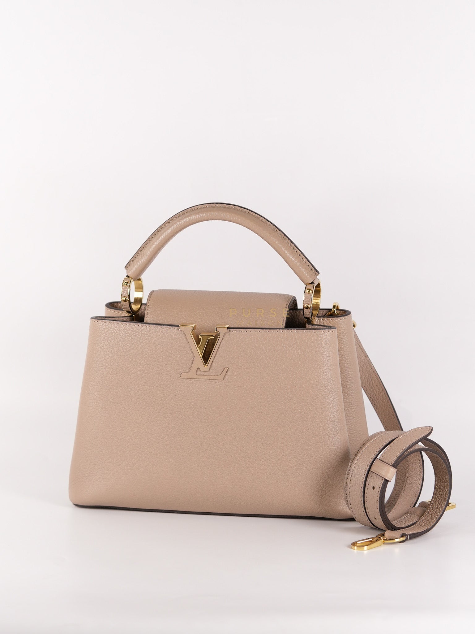 Capucines BB in Galet Taurillon Calfskin Leather (Microchip) | Purse Maison Luxury Bags Shop