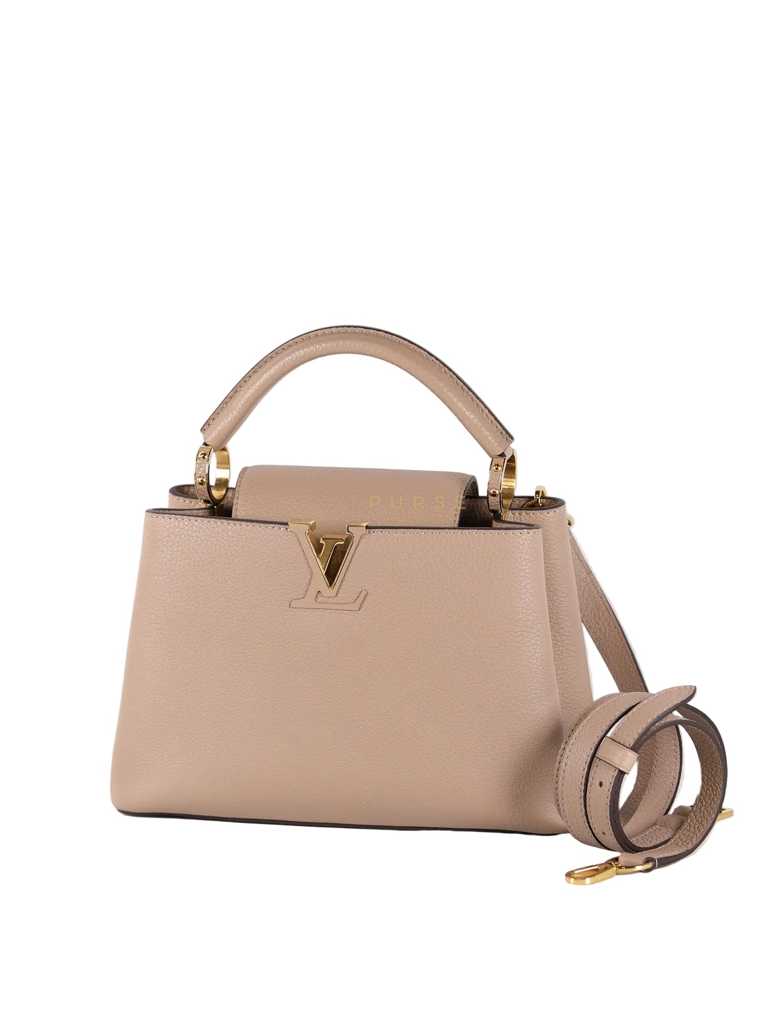 Capucines BB in Galet Taurillon Calfskin Leather (Microchip) | Purse Maison Luxury Bags Shop