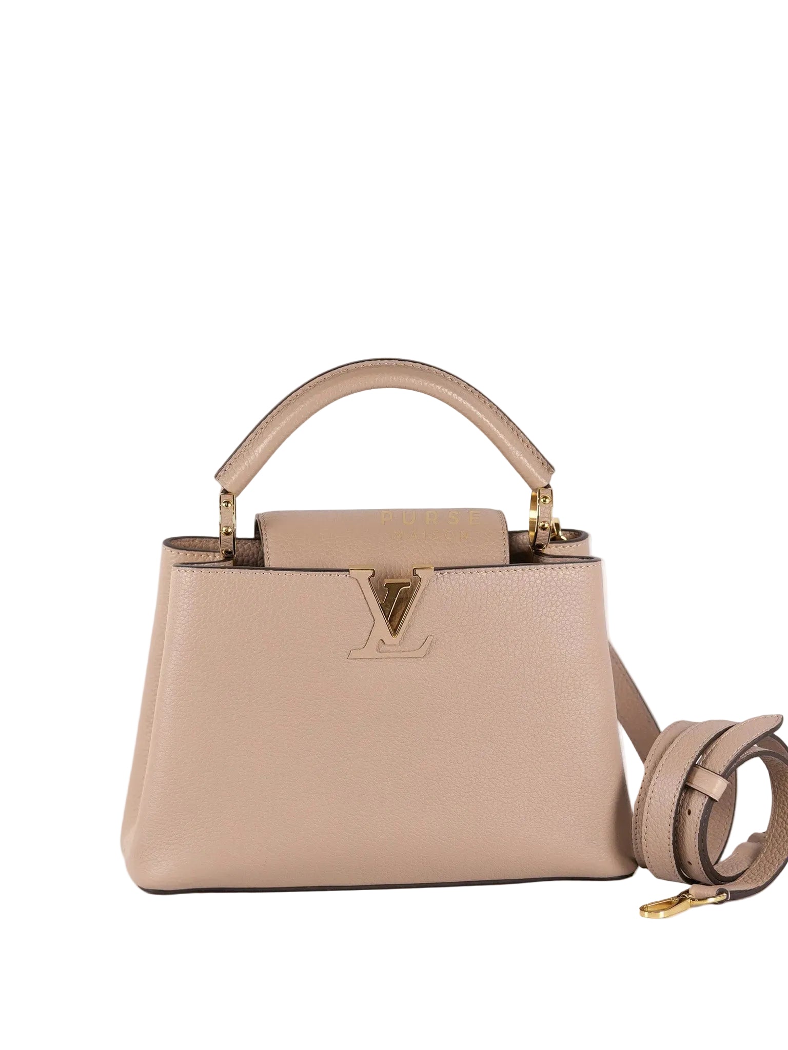 Capucines BB in Galet Taurillon Calfskin Leather (Microchip) | Purse Maison Luxury Bags Shop