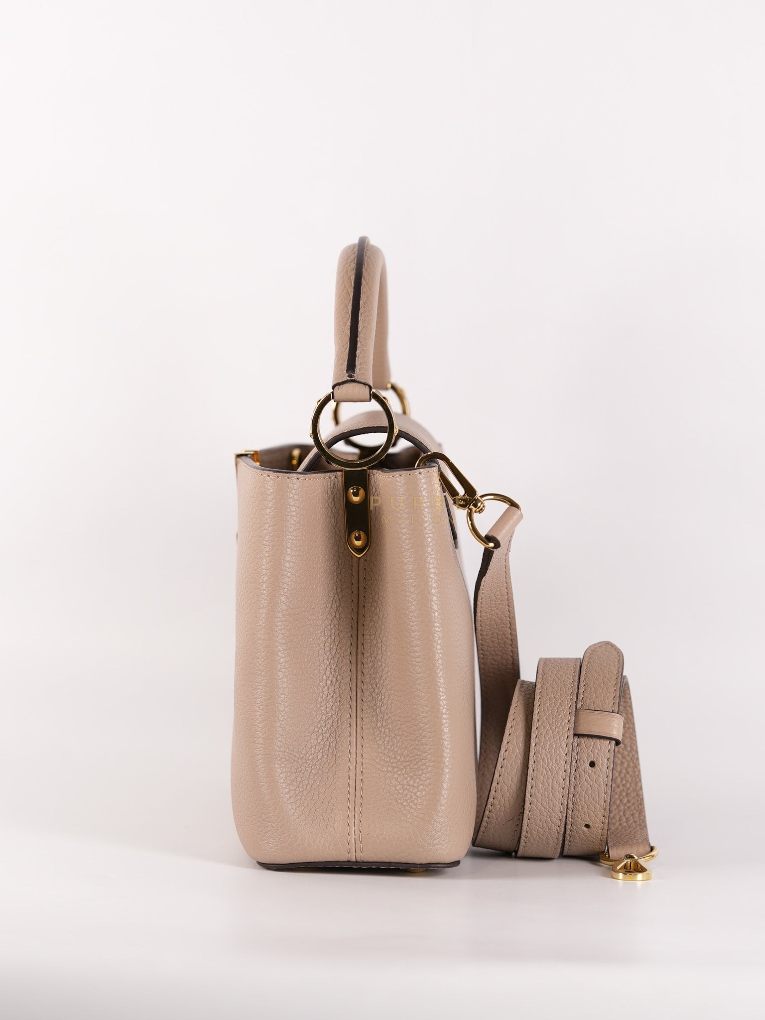 Capucines BB in Galet Taurillon Calfskin Leather (Microchip) | Purse Maison Luxury Bags Shop