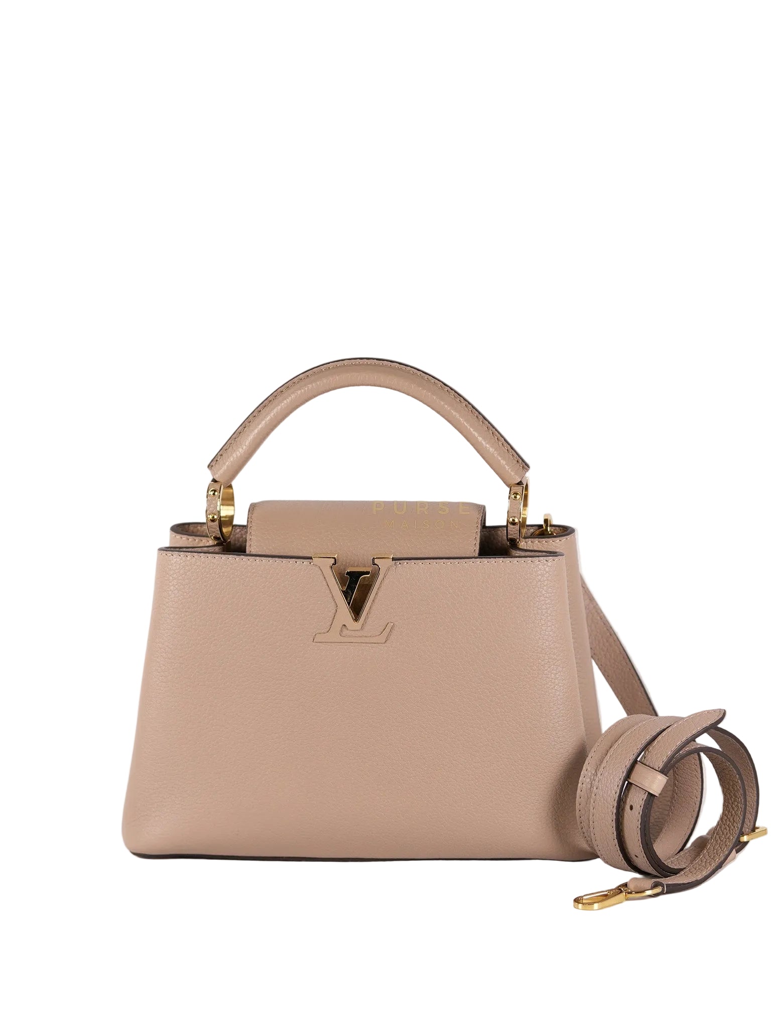 Capucines BB in Galet Taurillon Calfskin Leather (Microchip) | Purse Maison Luxury Bags Shop