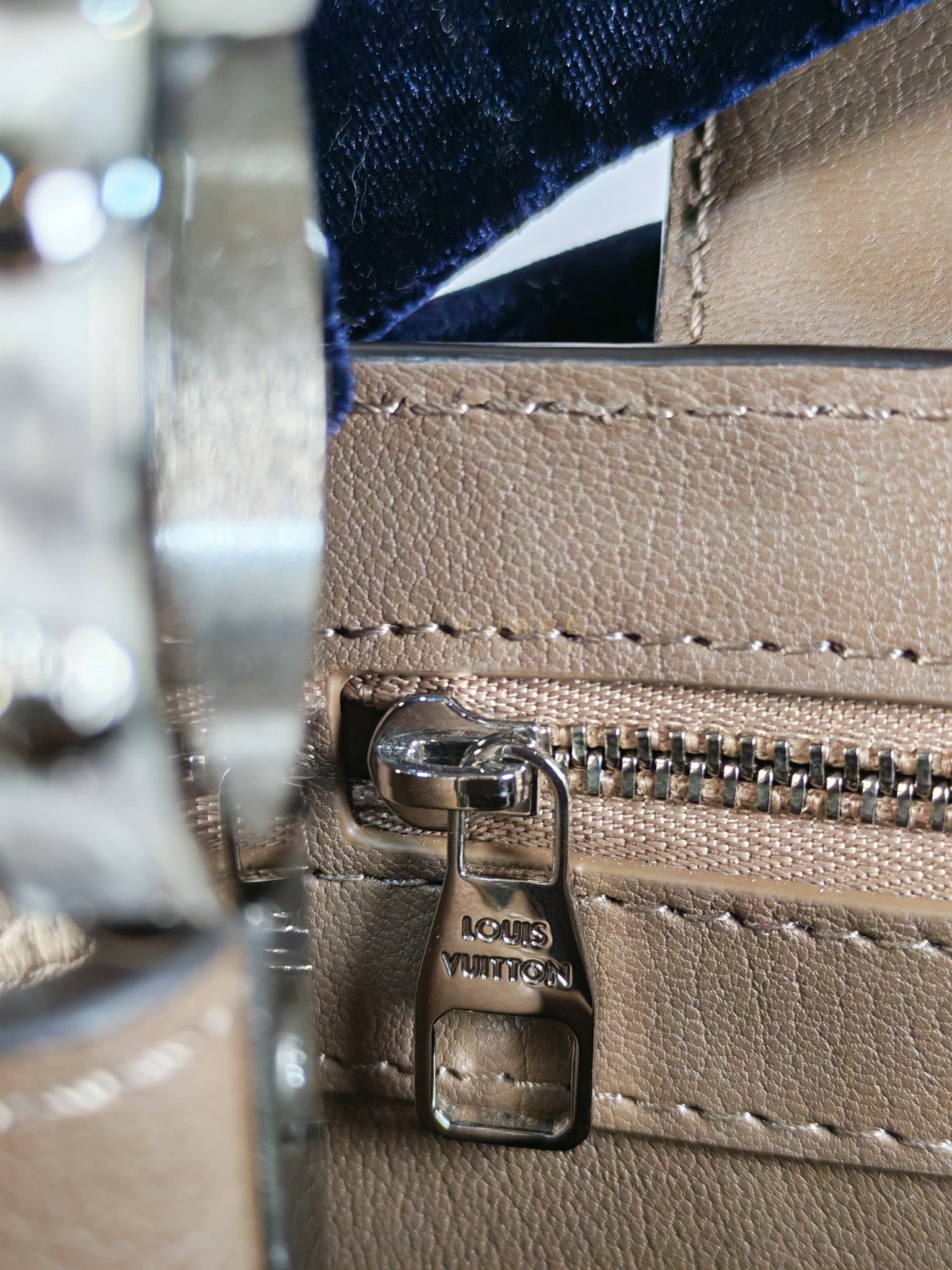 Capucines BB in Galet/Himalayan Top Handle Taurillon Leather | Purse Maison Luxury Bags Shop