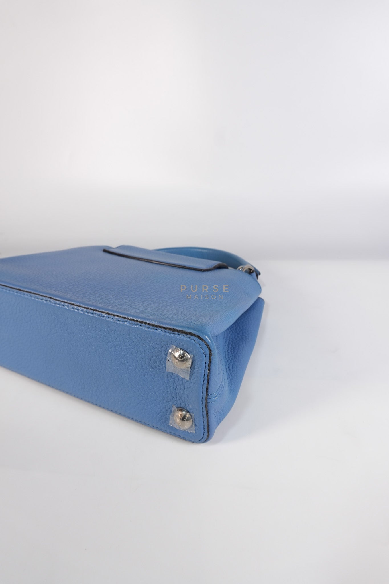 Capucines BB in Light Blue Taurillon Leather Silver Hardware | Purse Maison Luxury Bags Shop