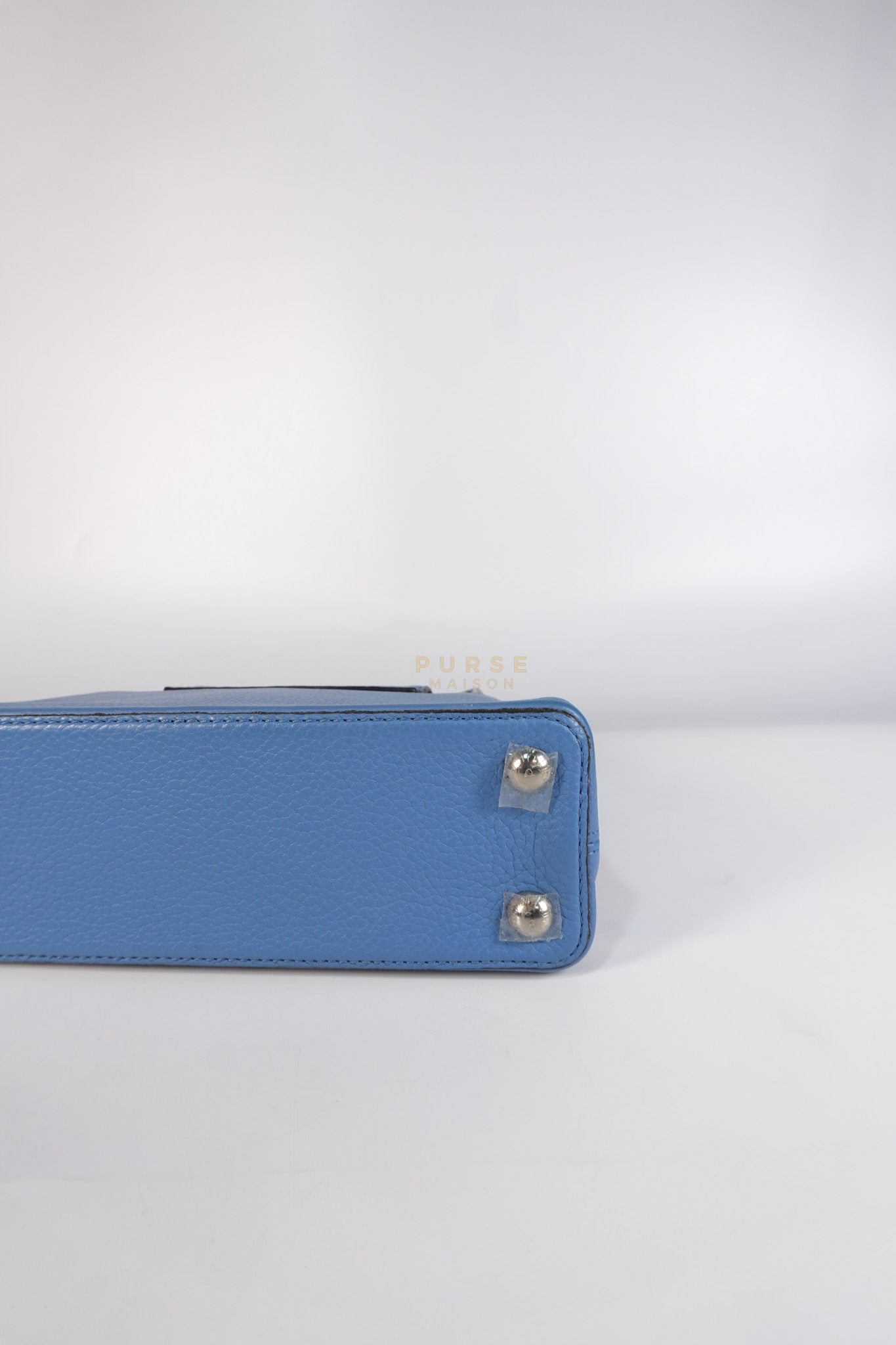 Capucines BB in Light Blue Taurillon Leather Silver Hardware | Purse Maison Luxury Bags Shop