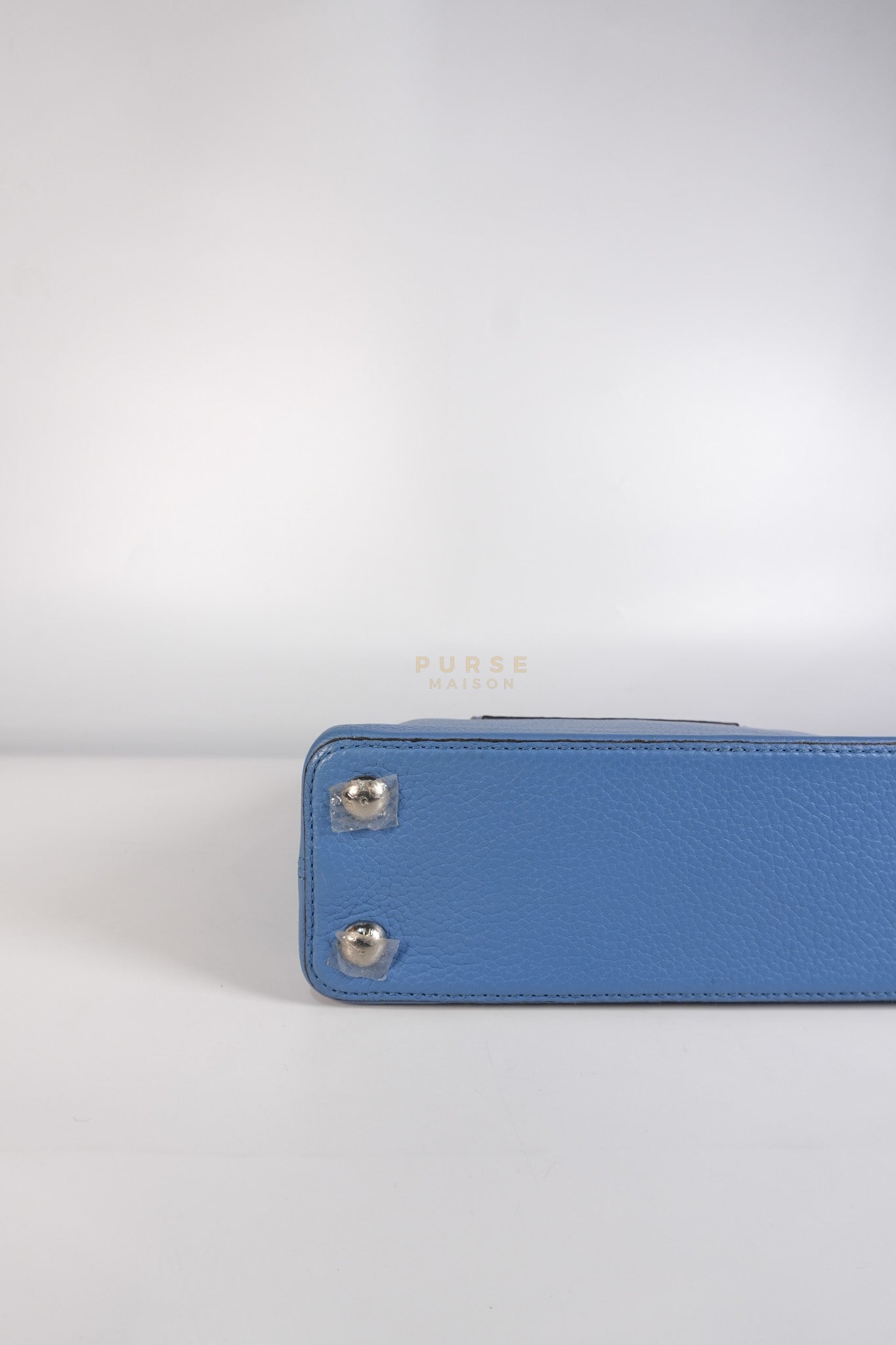 Capucines BB in Light Blue Taurillon Leather Silver Hardware | Purse Maison Luxury Bags Shop