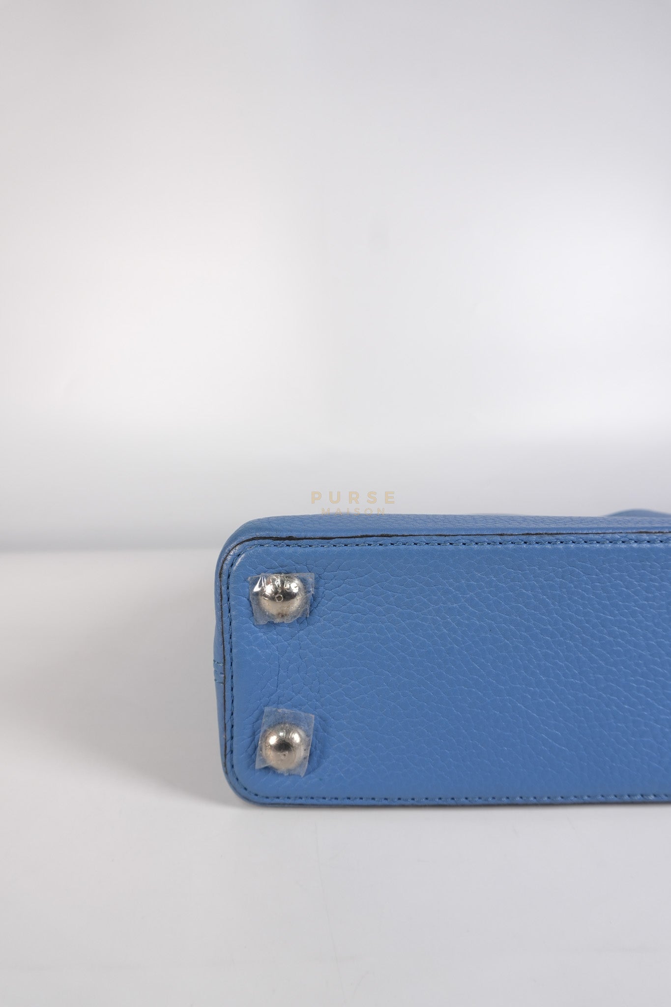 Capucines BB in Light Blue Taurillon Leather Silver Hardware | Purse Maison Luxury Bags Shop