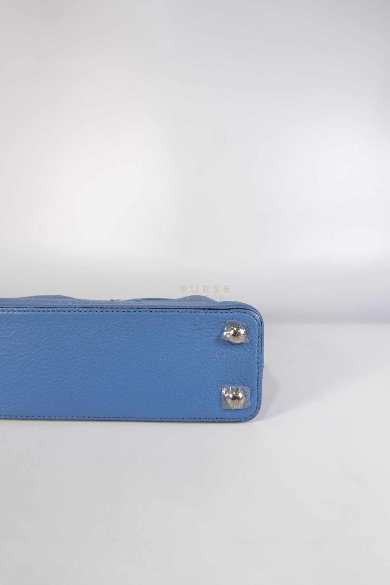 Capucines BB in Light Blue Taurillon Leather Silver Hardware | Purse Maison Luxury Bags Shop