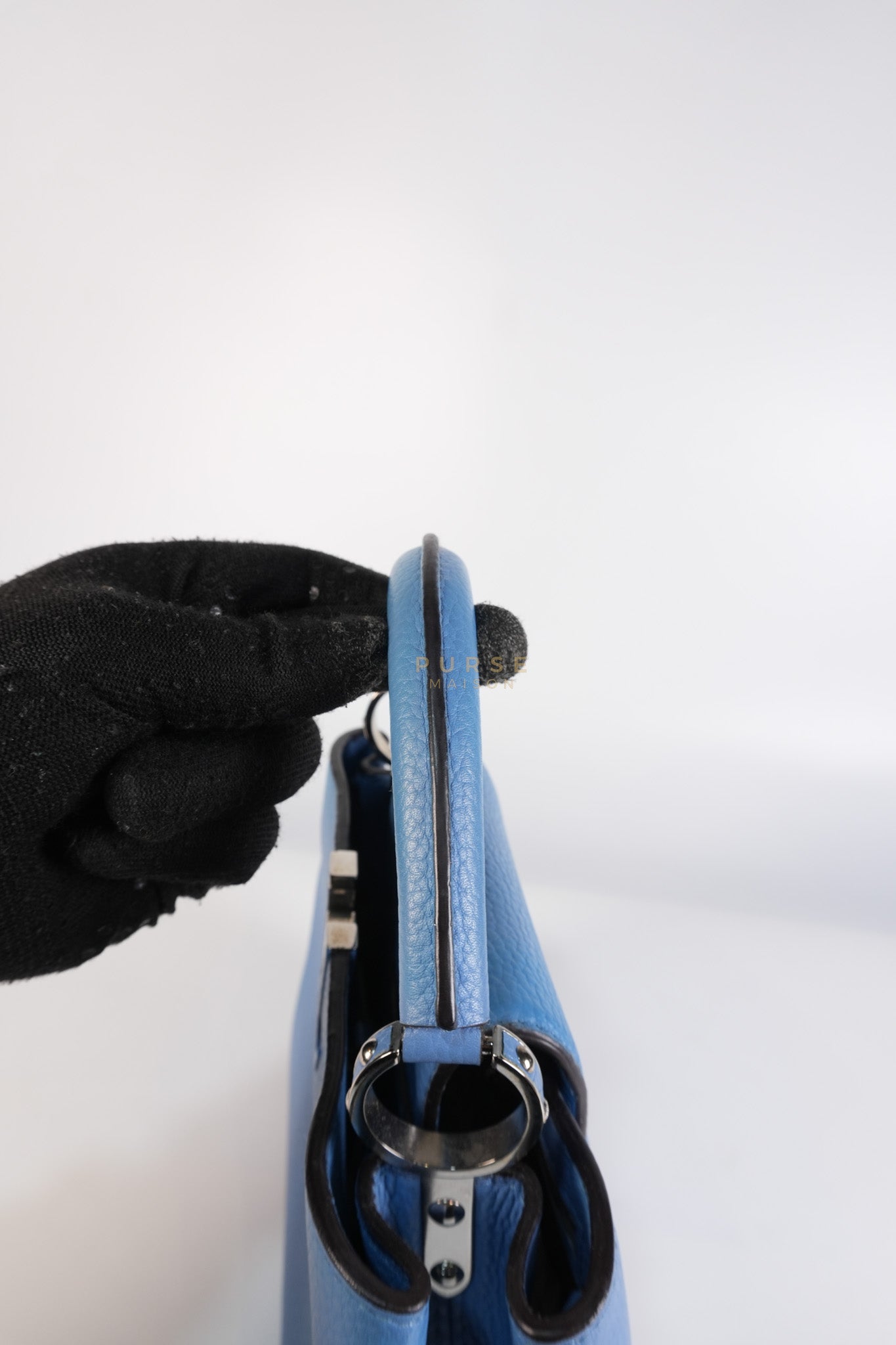 Capucines BB in Light Blue Taurillon Leather Silver Hardware | Purse Maison Luxury Bags Shop