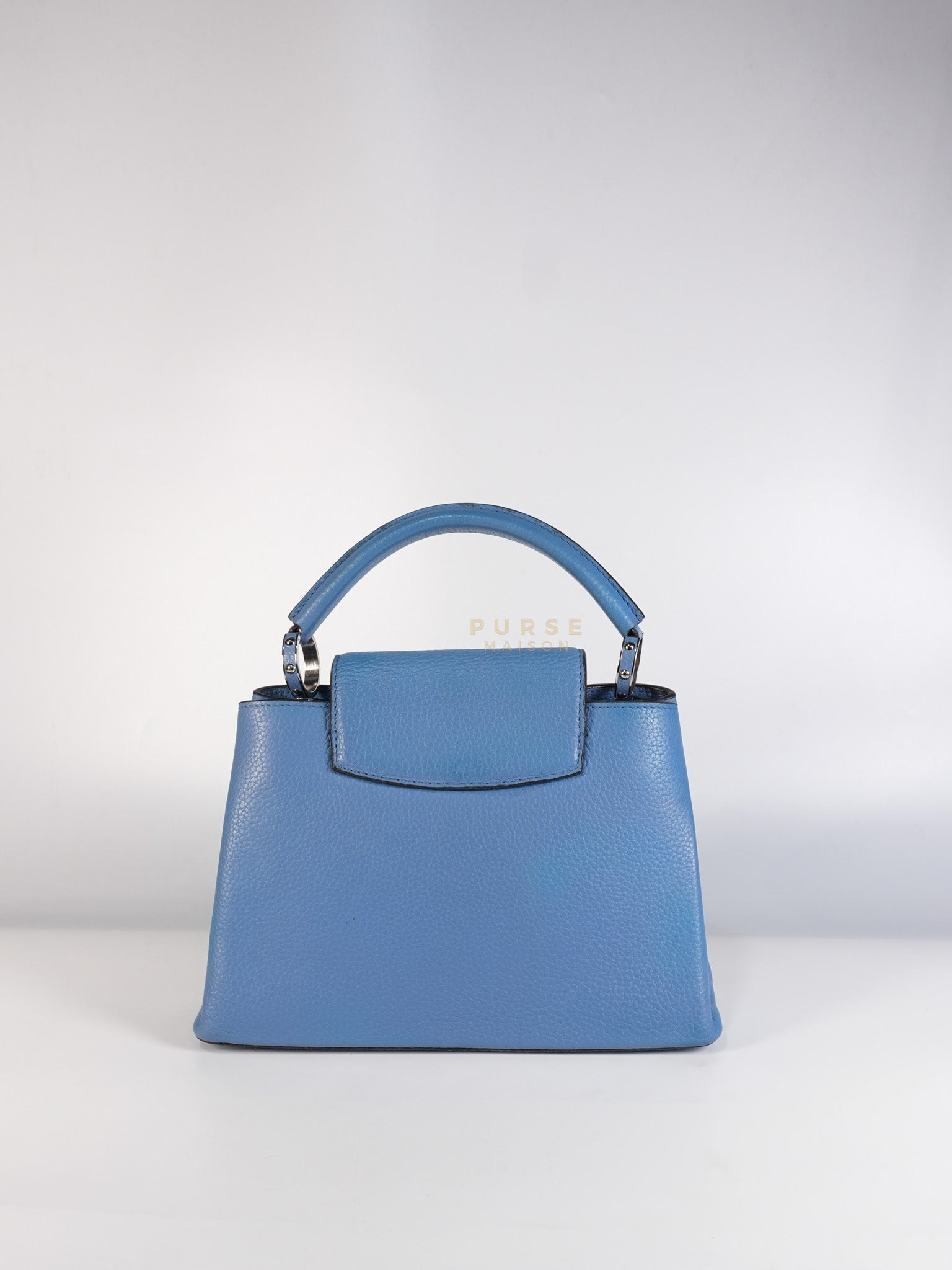 Capucines BB in Light Blue Taurillon Leather Silver Hardware | Purse Maison Luxury Bags Shop
