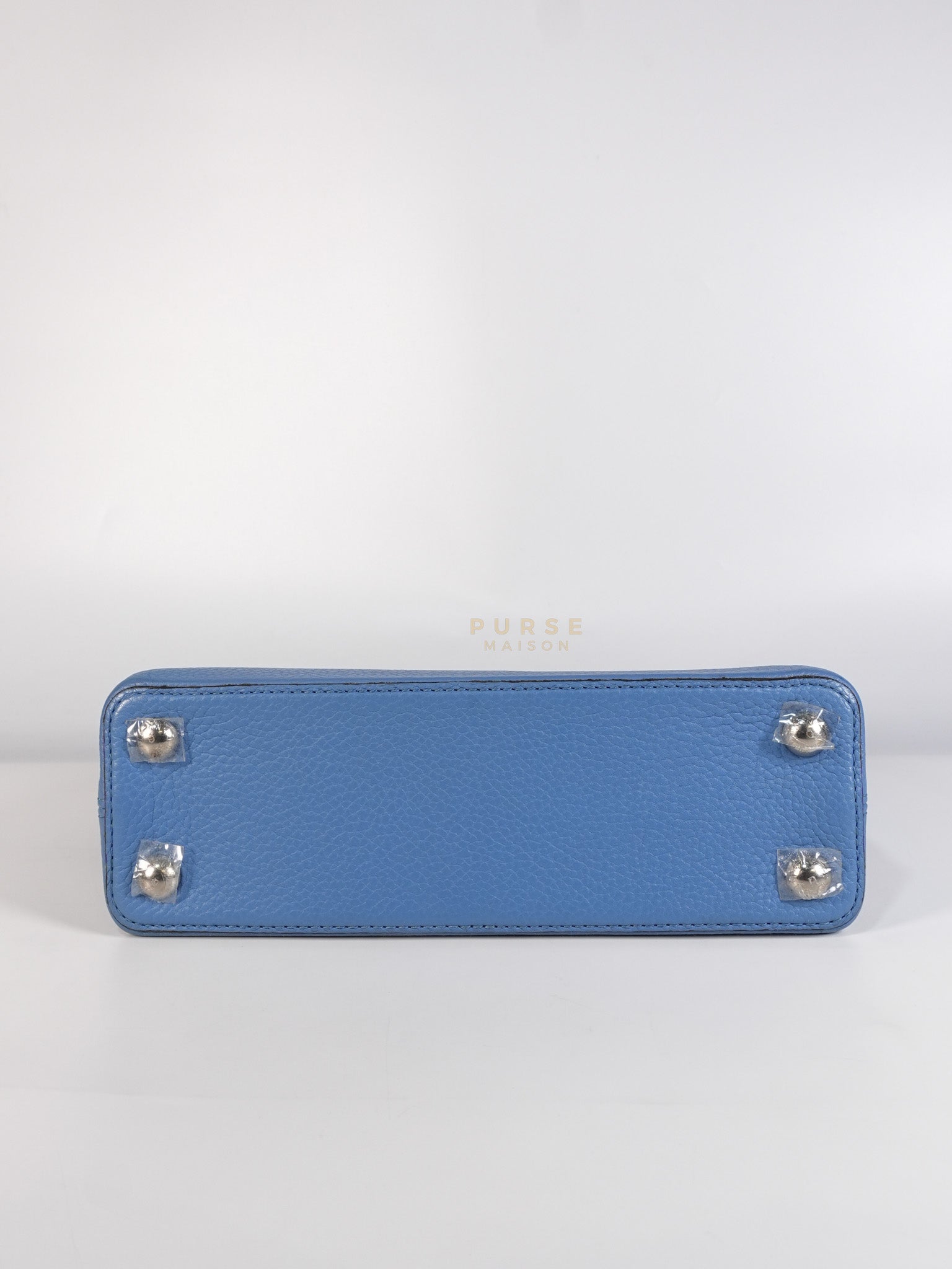 Capucines BB in Light Blue Taurillon Leather Silver Hardware | Purse Maison Luxury Bags Shop