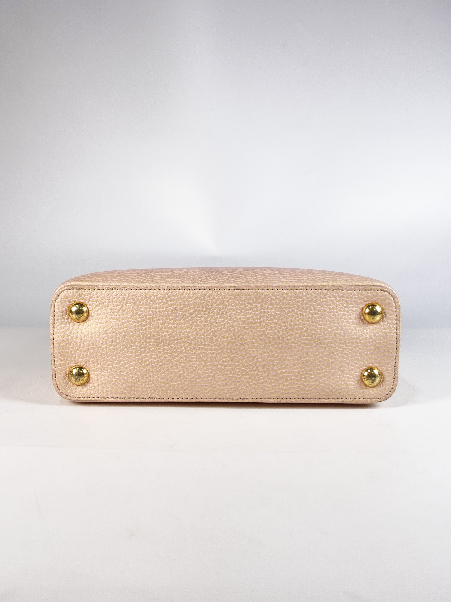 Capucines BB in Peach Mother of Pearl Taurillon Leather | Purse Maison Luxury Bags Shop