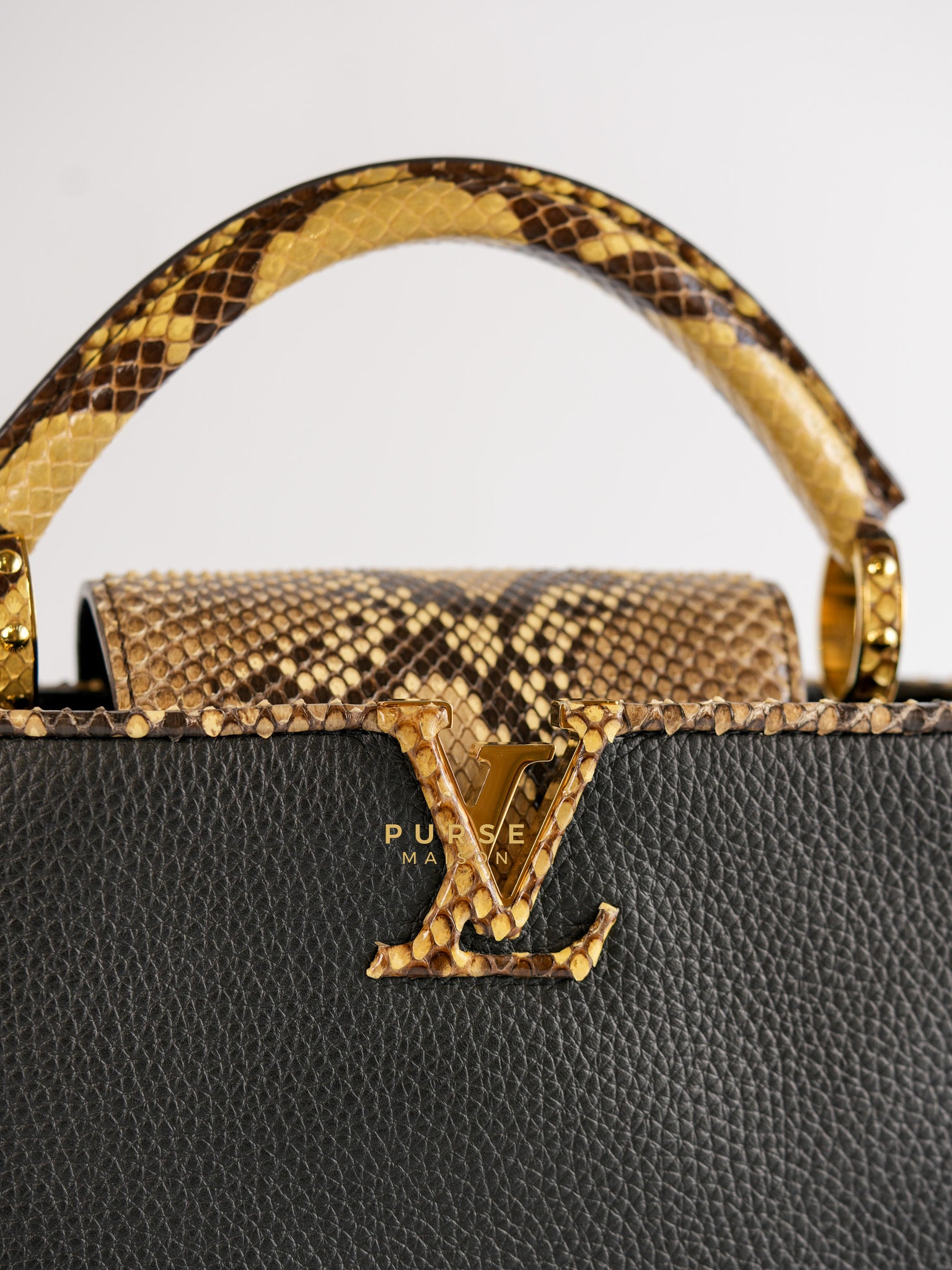 Capucines BB Python Black Taurillon Leather (Date Code:MI0189) | Purse Maison Luxury Bags Shop