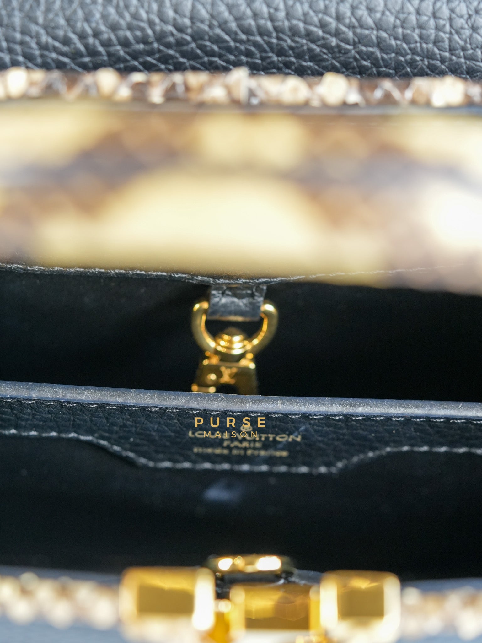 Capucines BB Python Black Taurillon Leather (Date Code:MI0189) | Purse Maison Luxury Bags Shop