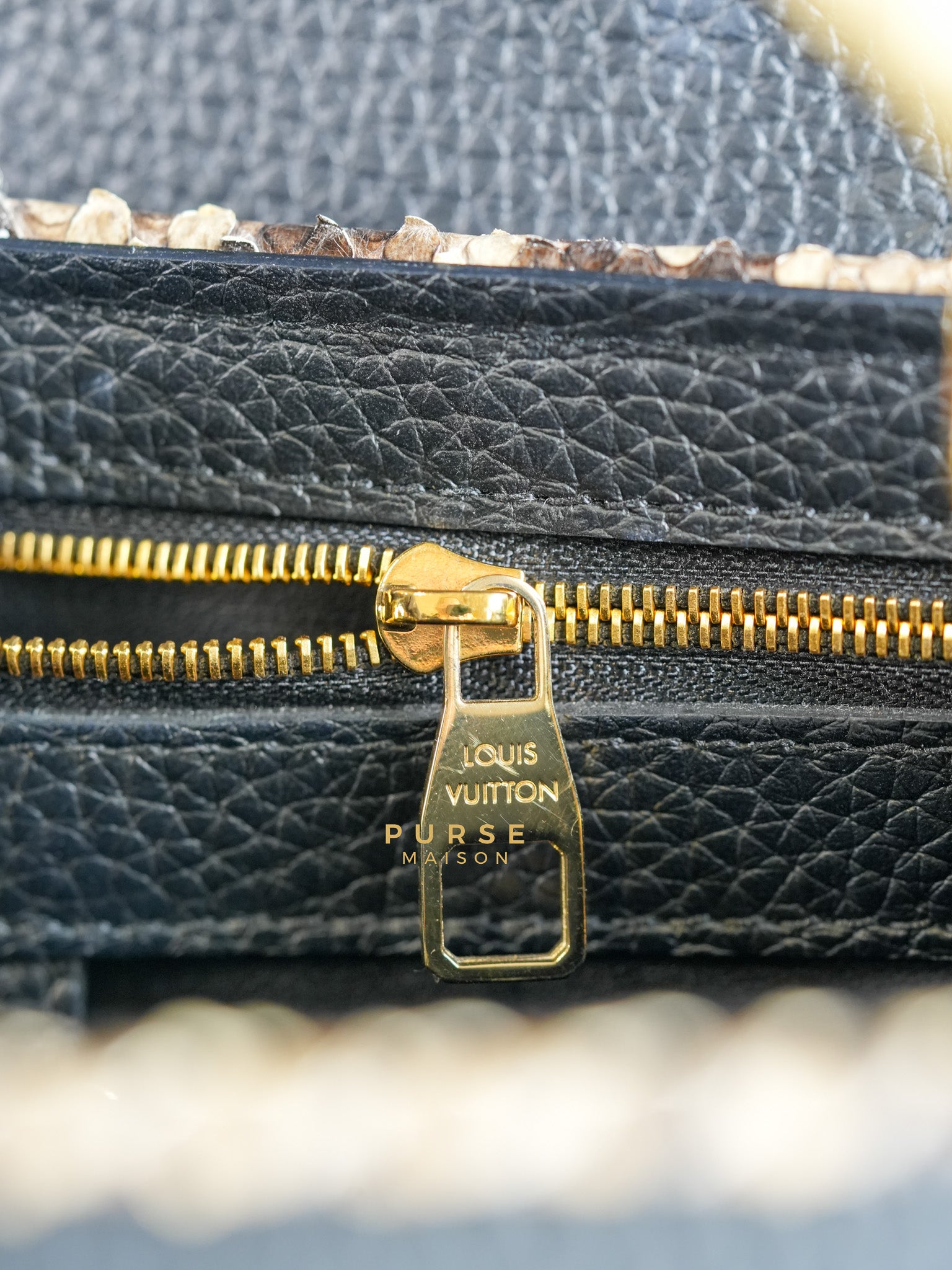 Capucines BB Python Black Taurillon Leather (Date Code:MI0189) | Purse Maison Luxury Bags Shop