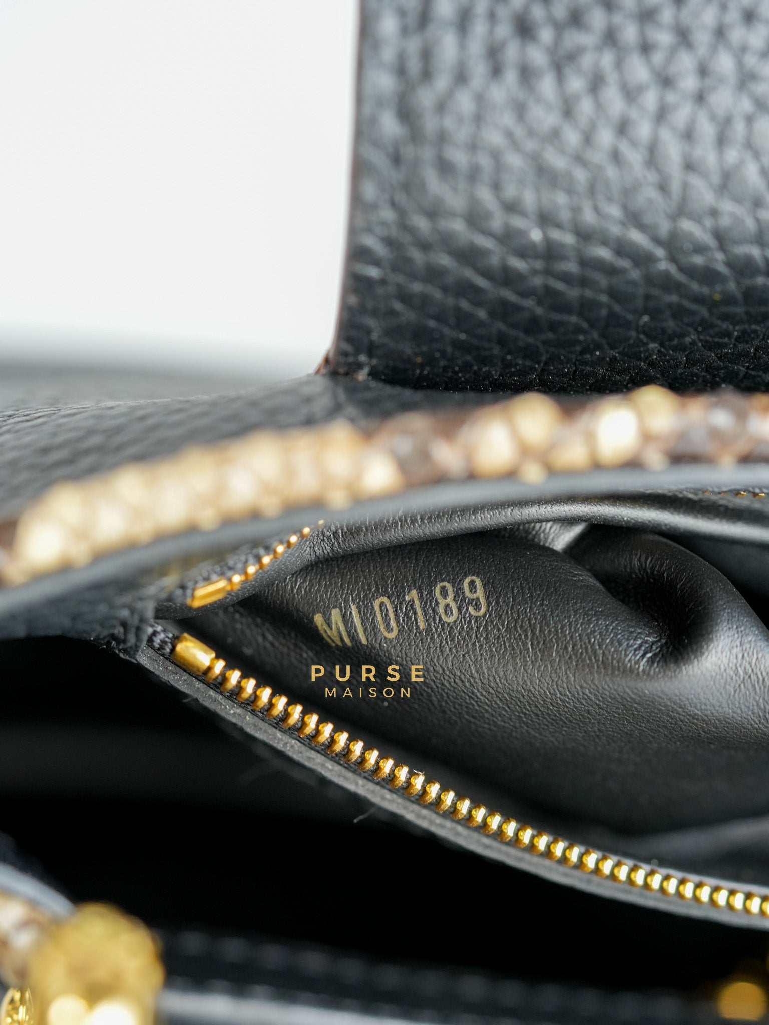 Capucines BB Python Black Taurillon Leather (Date Code:MI0189) | Purse Maison Luxury Bags Shop