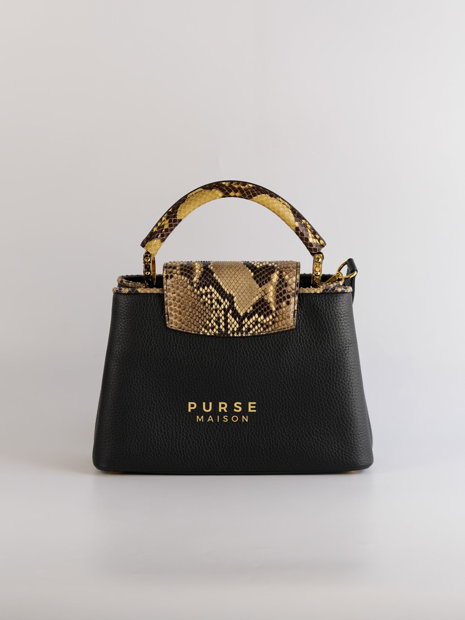 Capucines BB Python Black Taurillon Leather (Date Code:MI0189) | Purse Maison Luxury Bags Shop