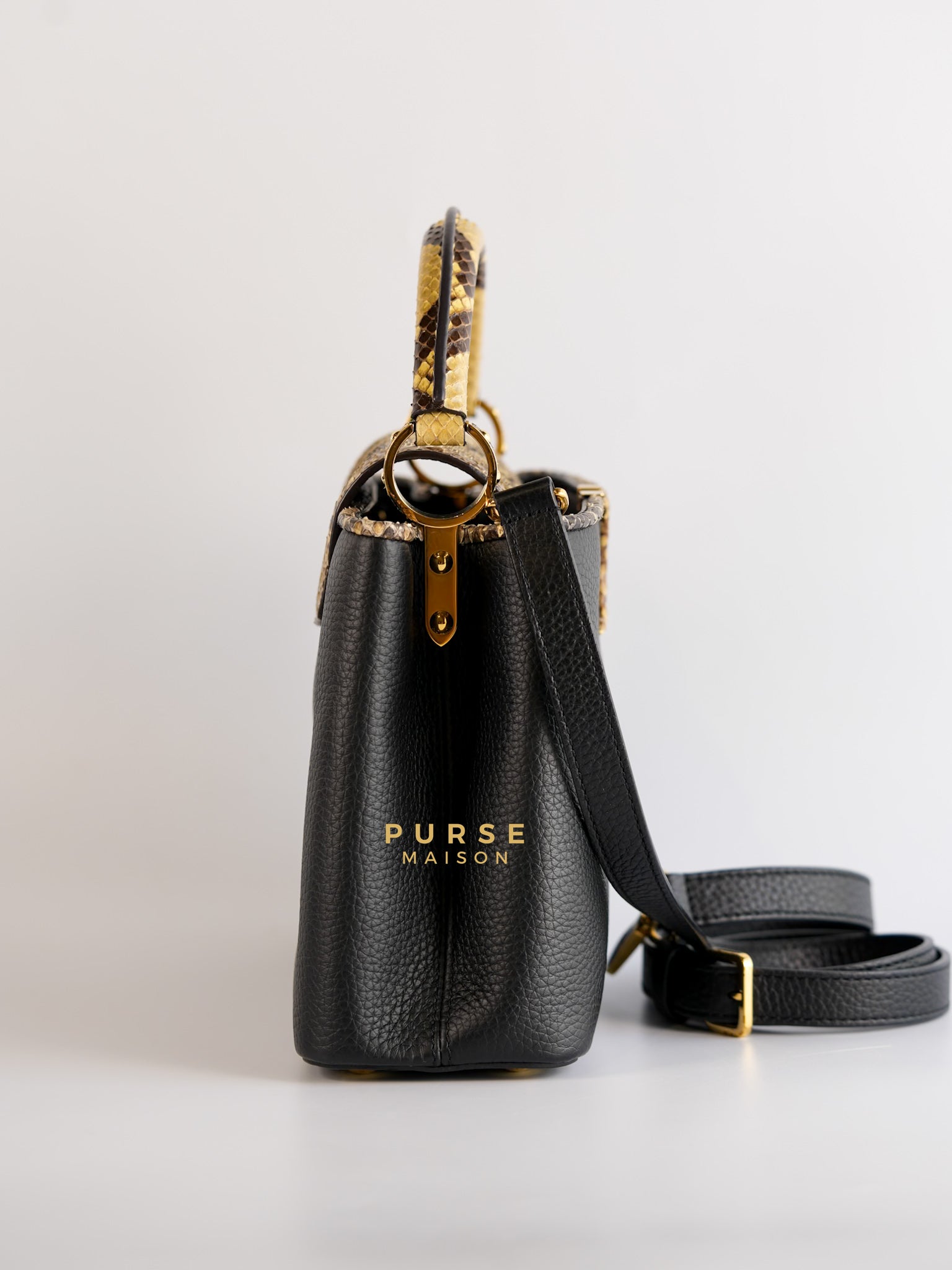 Capucines BB Python Black Taurillon Leather (Date Code:MI0189) | Purse Maison Luxury Bags Shop