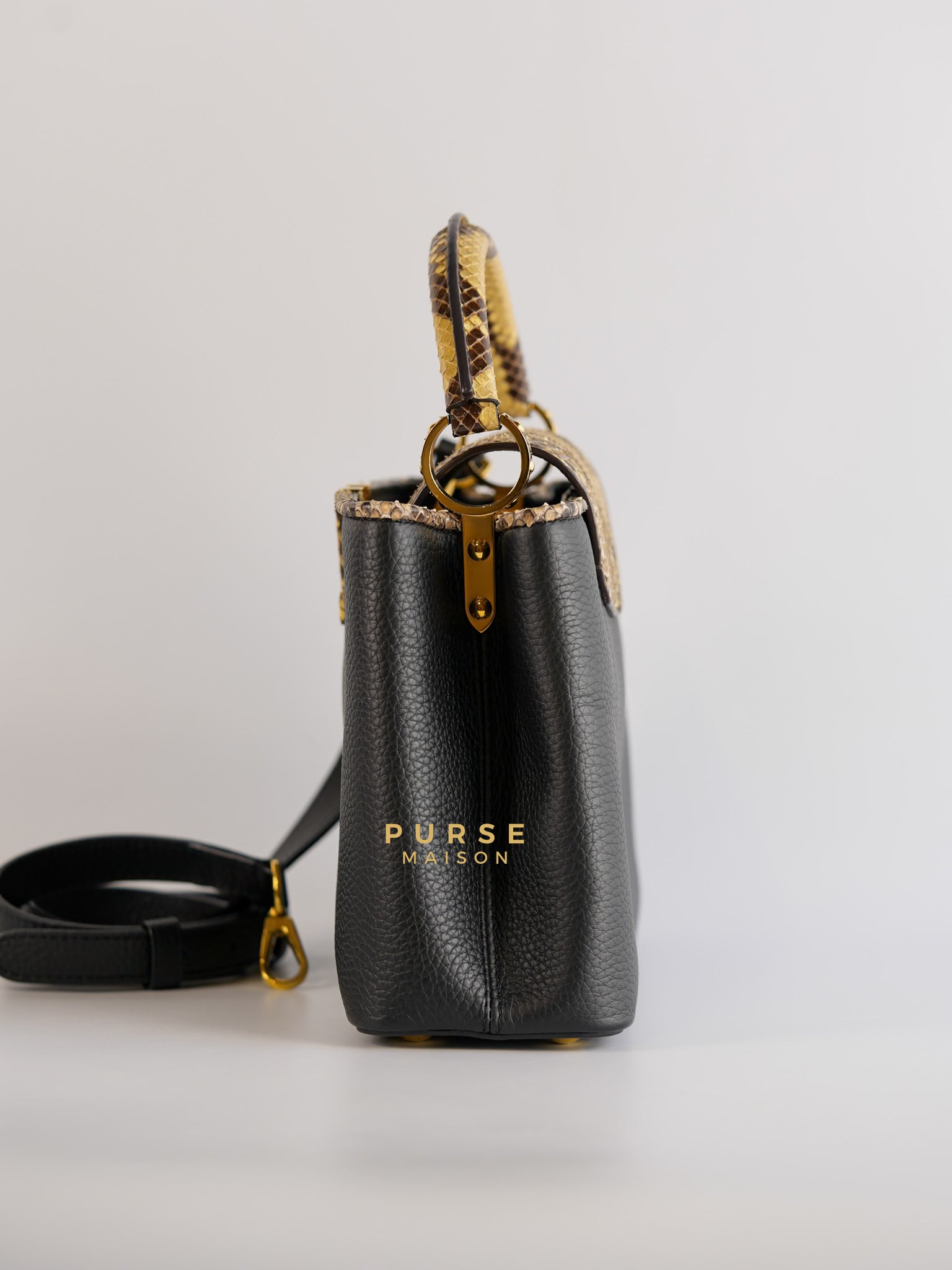 Capucines BB Python Black Taurillon Leather (Date Code:MI0189) | Purse Maison Luxury Bags Shop