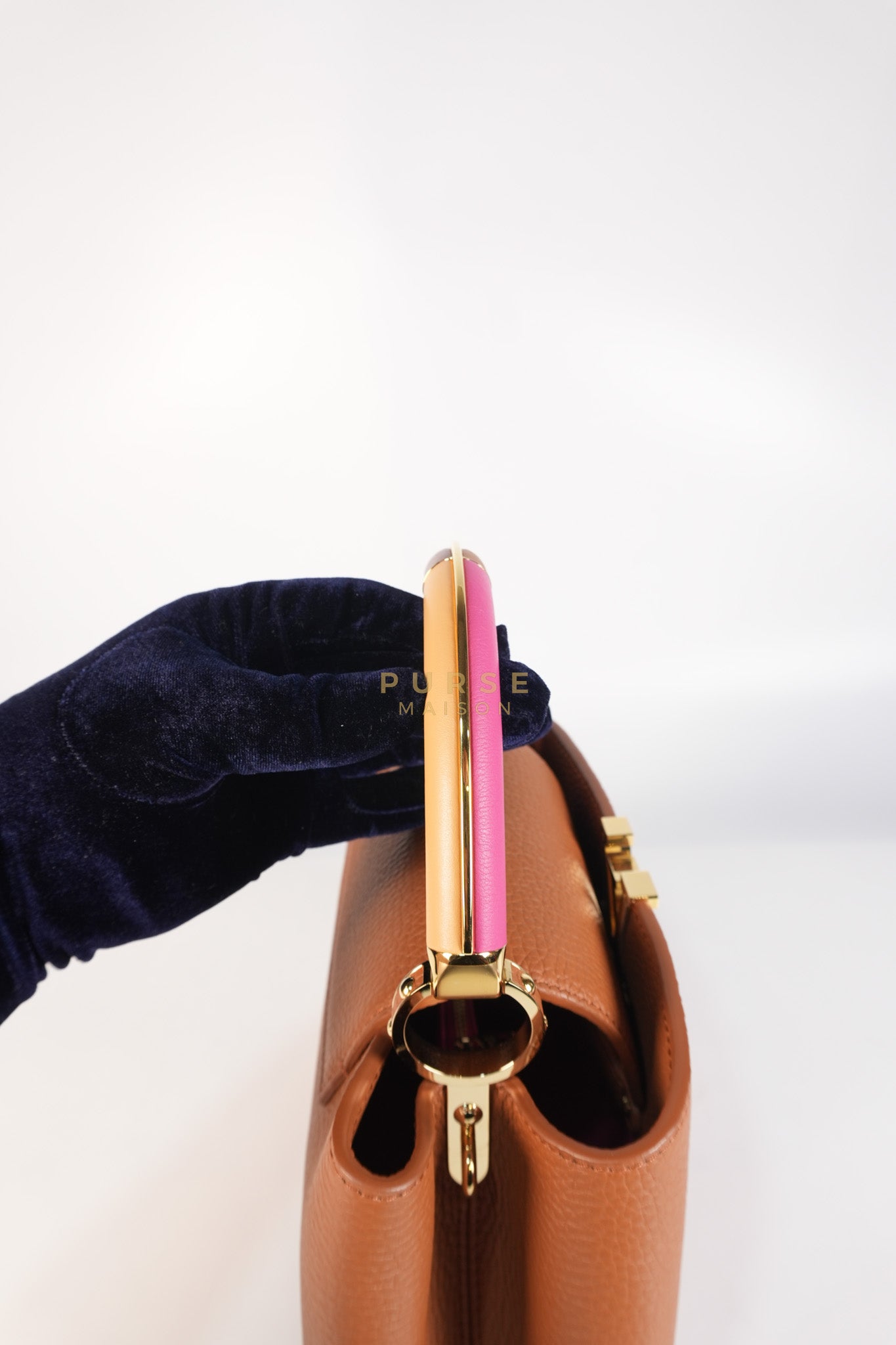 Capucines BB Tri-color Taurillon Calfskin Leather (Microchip) | Purse Maison Luxury Bags Shop