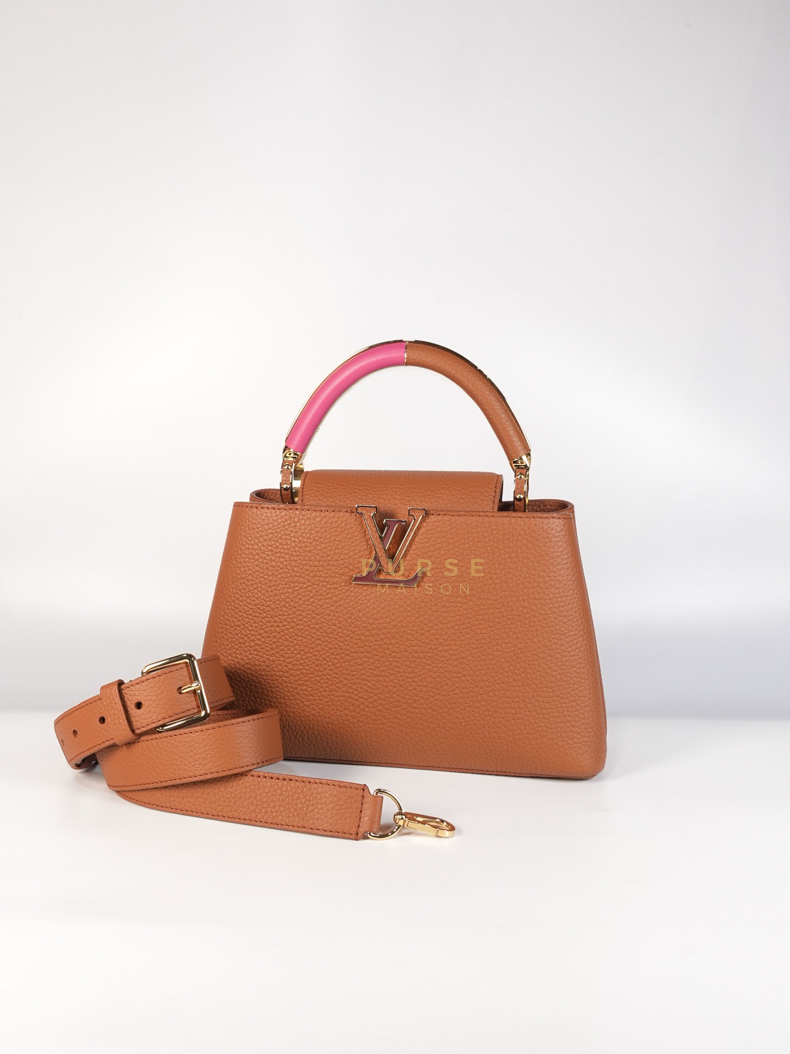 Capucines BB Tri-color Taurillon Calfskin Leather (Microchip) | Purse Maison Luxury Bags Shop