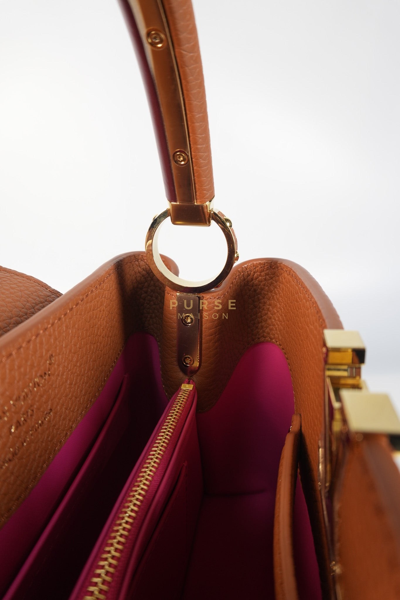 Capucines BB Tri-color Taurillon Calfskin Leather (Microchip) | Purse Maison Luxury Bags Shop