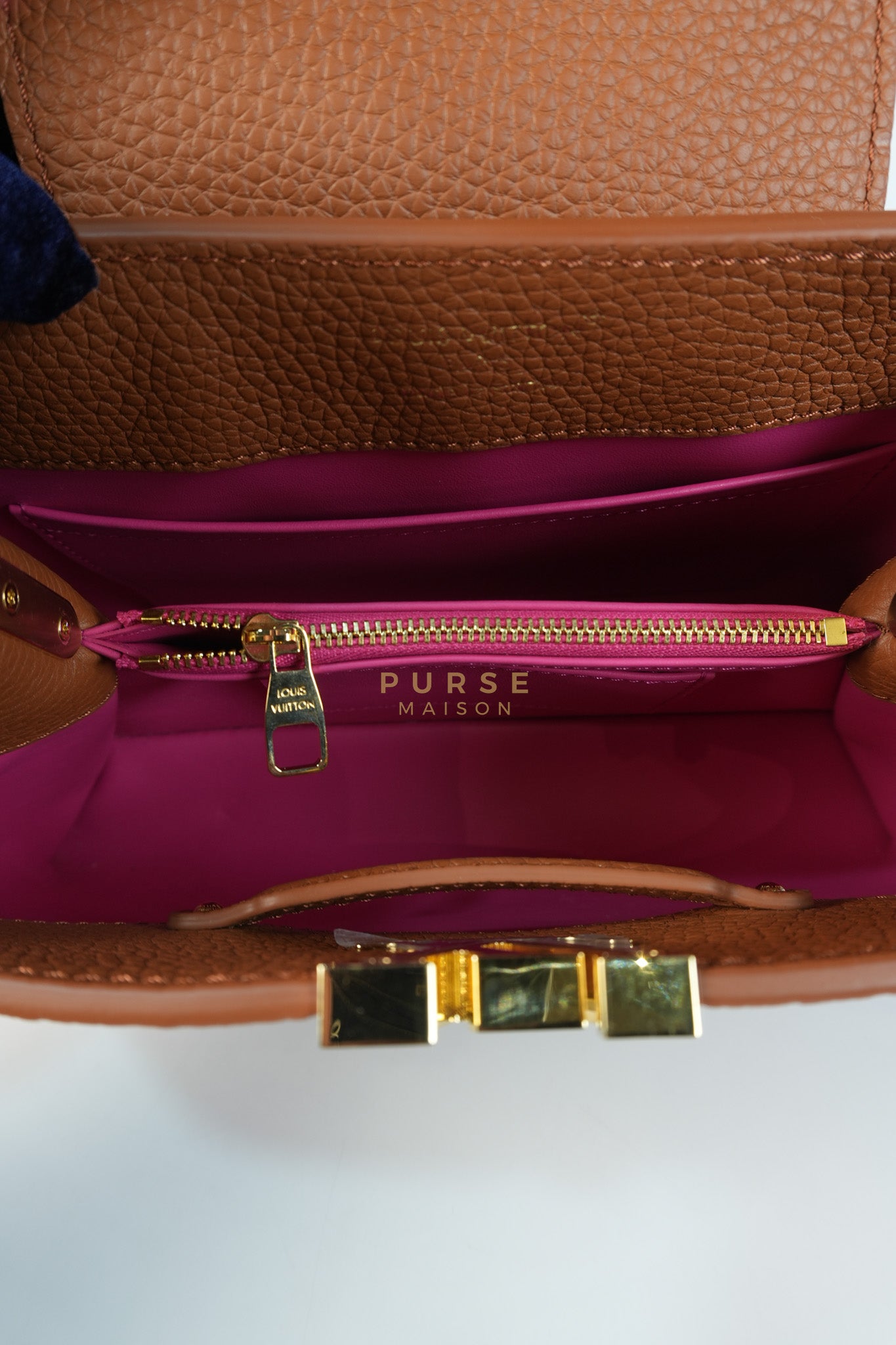 Capucines BB Tri-color Taurillon Calfskin Leather (Microchip) | Purse Maison Luxury Bags Shop