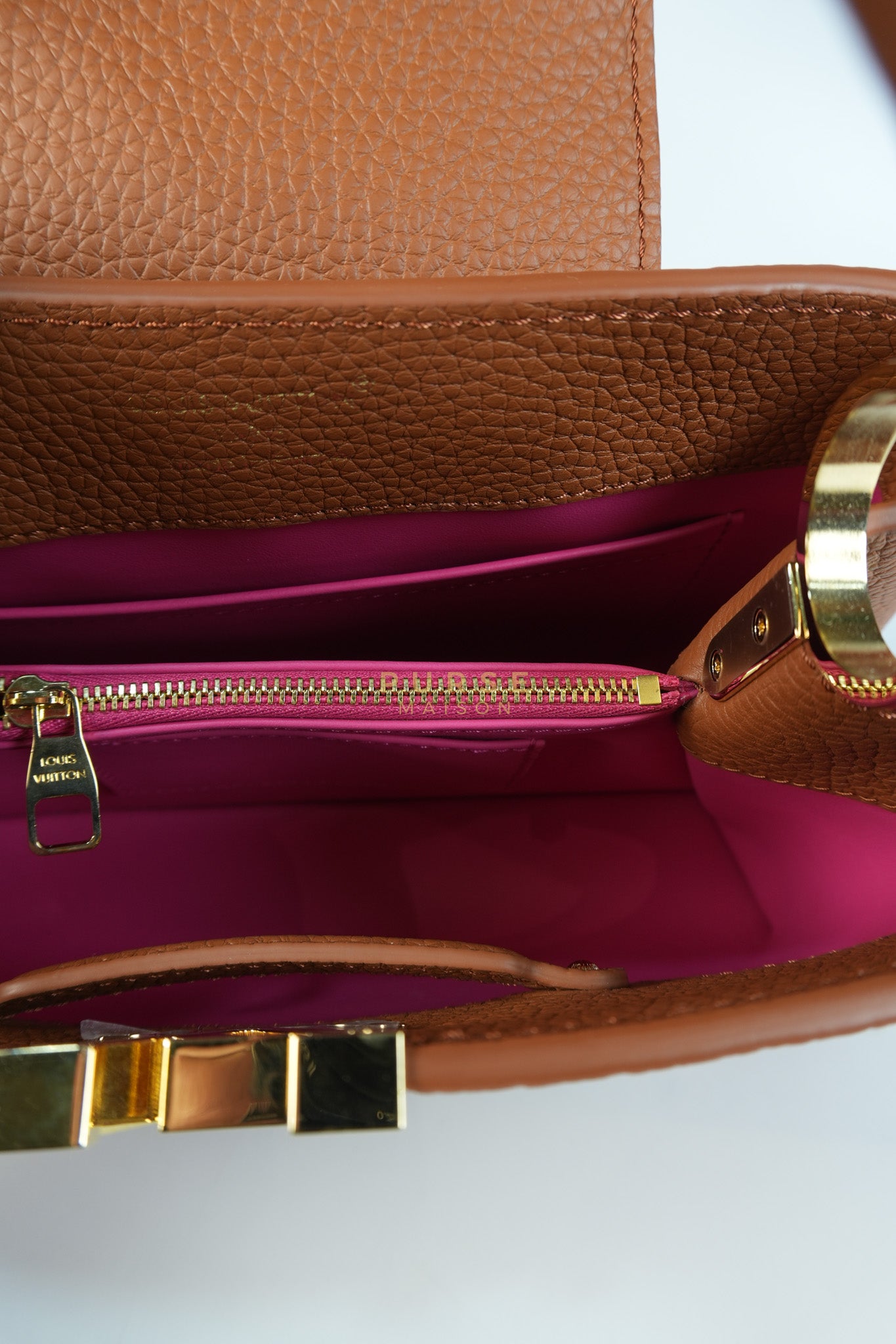 Capucines BB Tri-color Taurillon Calfskin Leather (Microchip) | Purse Maison Luxury Bags Shop