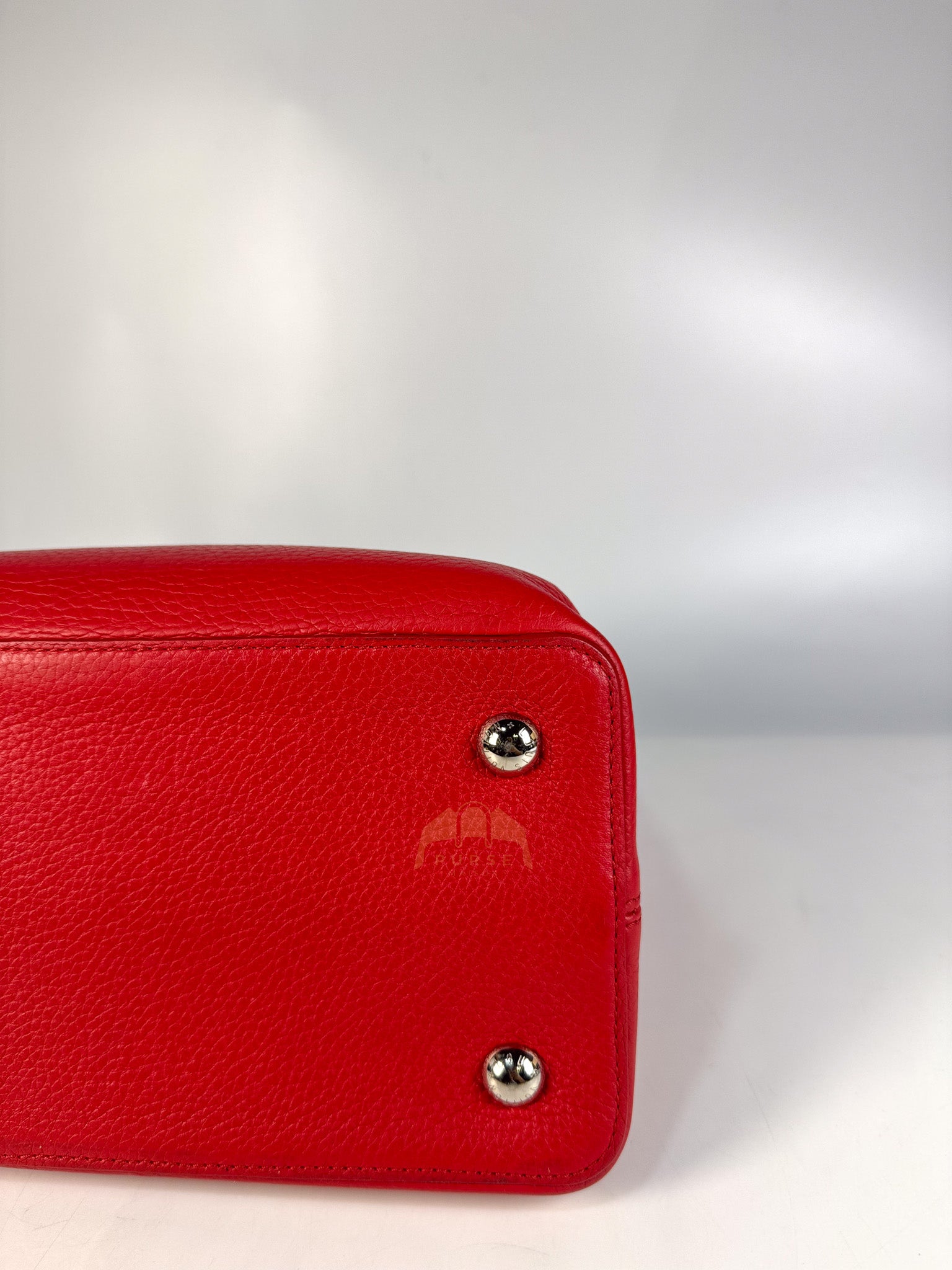 Capucines GM Red Python Handle Taurillon Clemence Leather Handbag (Date Code: MI1185) | Purse Maison Luxury Bags Shop