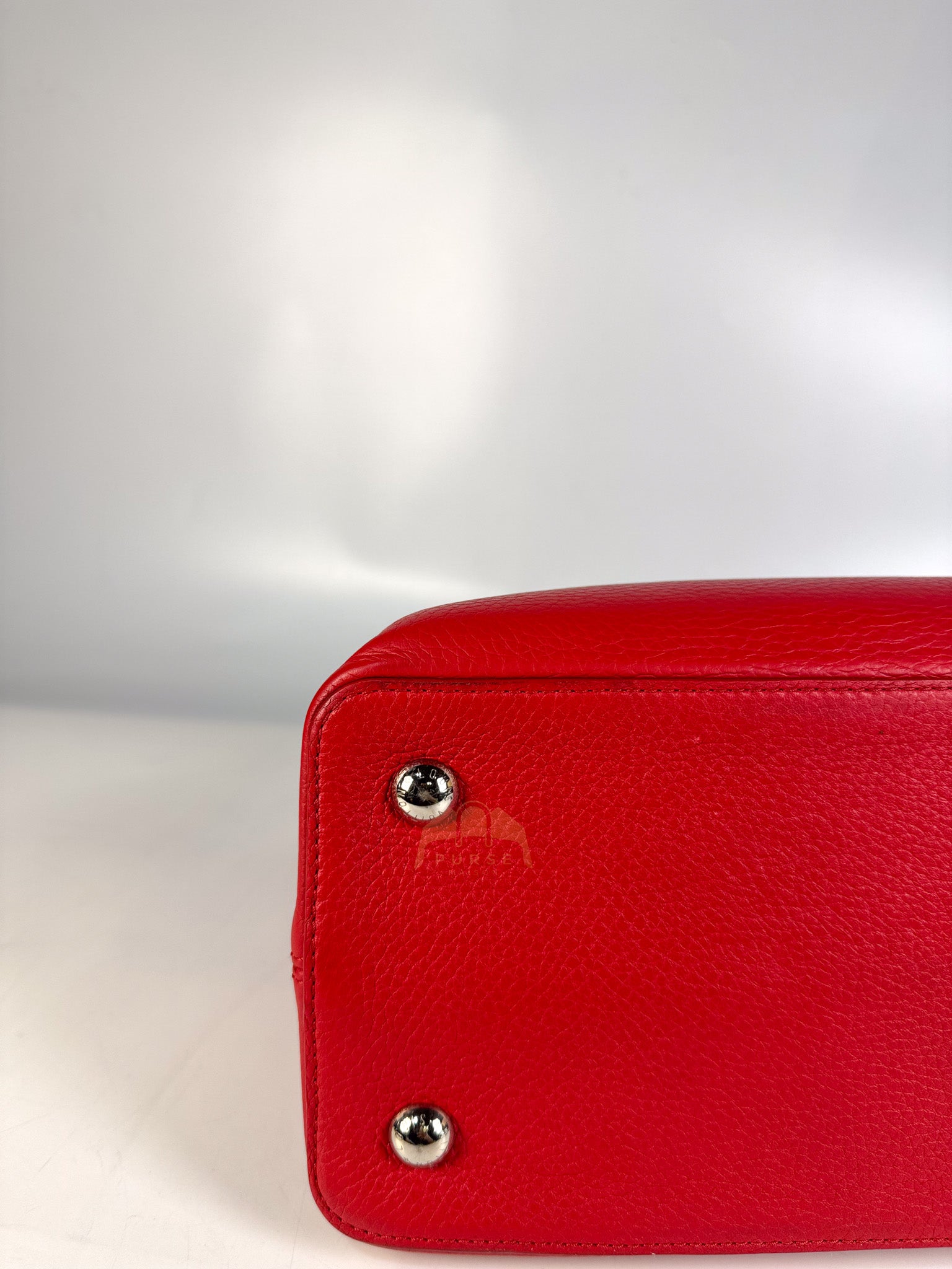 Capucines GM Red Python Handle Taurillon Clemence Leather Handbag (Date Code: MI1185) | Purse Maison Luxury Bags Shop