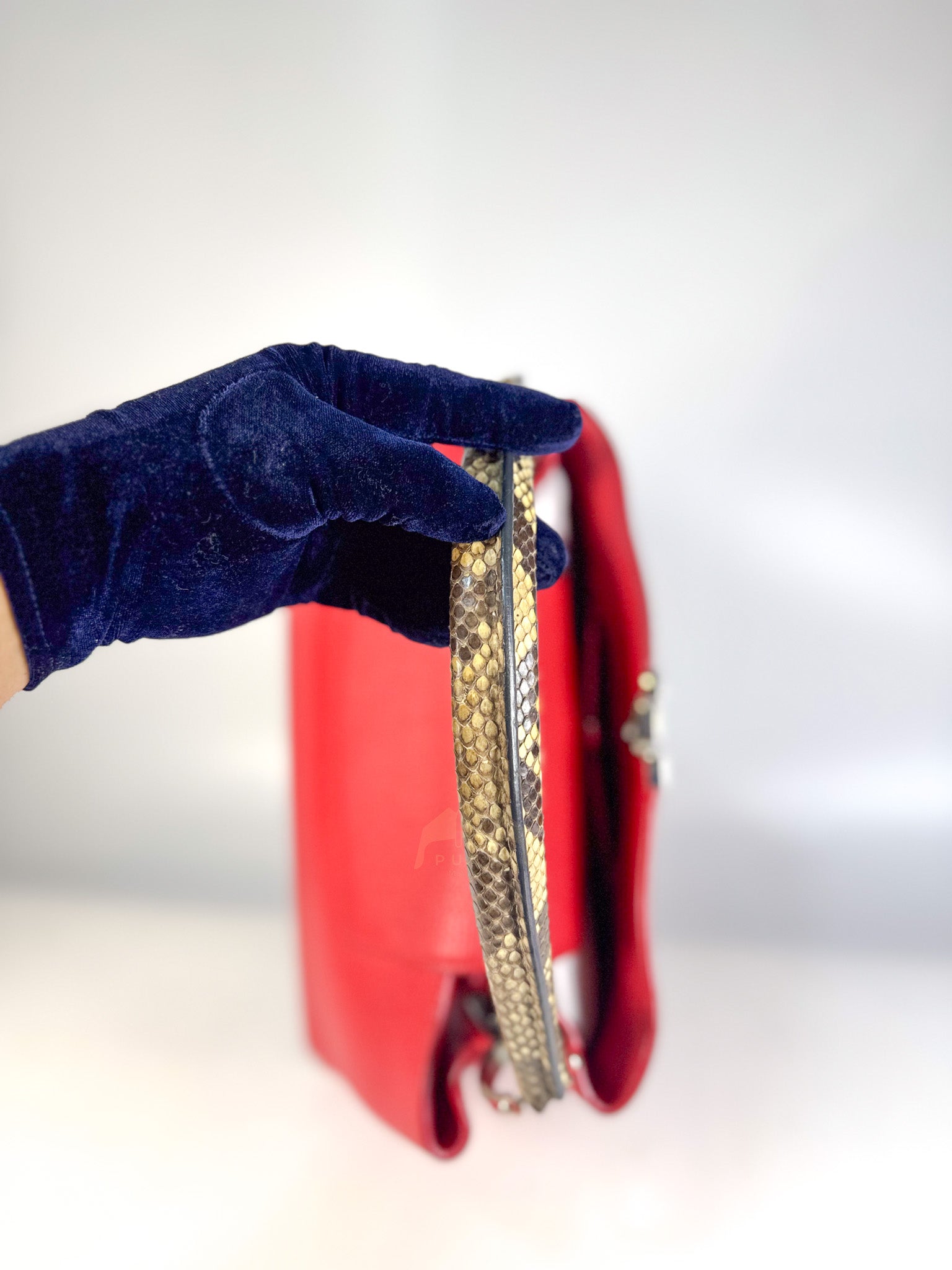 Capucines GM Red Python Handle Taurillon Clemence Leather Handbag (Date Code: MI1185) | Purse Maison Luxury Bags Shop