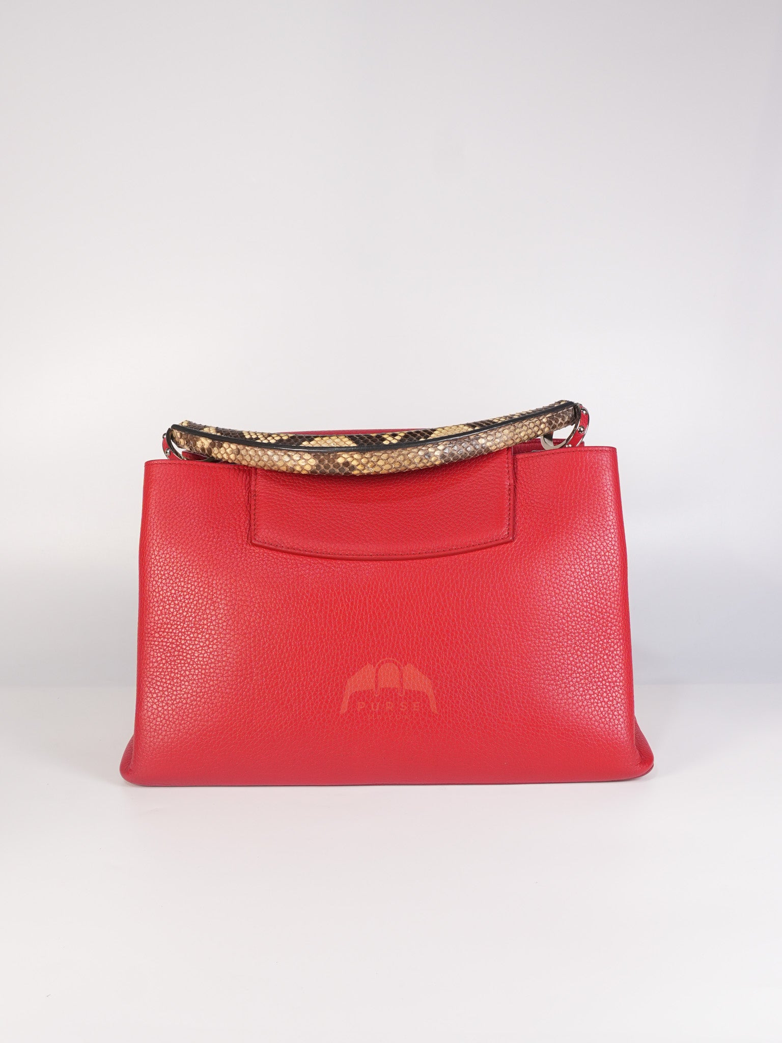 Capucines GM Red Python Handle Taurillon Clemence Leather Handbag (Date Code: MI1185) | Purse Maison Luxury Bags Shop