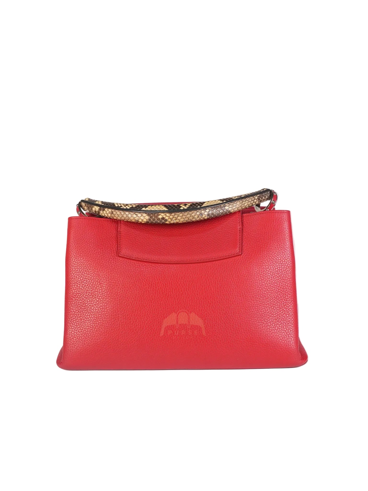 Capucines GM Red Python Handle Taurillon Clemence Leather Handbag (Date Code: MI1185) | Purse Maison Luxury Bags Shop