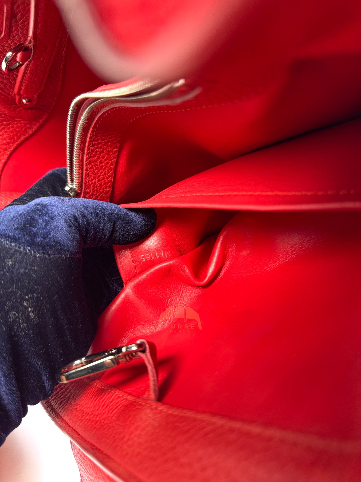 Capucines GM Red Python Handle Taurillon Clemence Leather Handbag (Date Code: MI1185) | Purse Maison Luxury Bags Shop