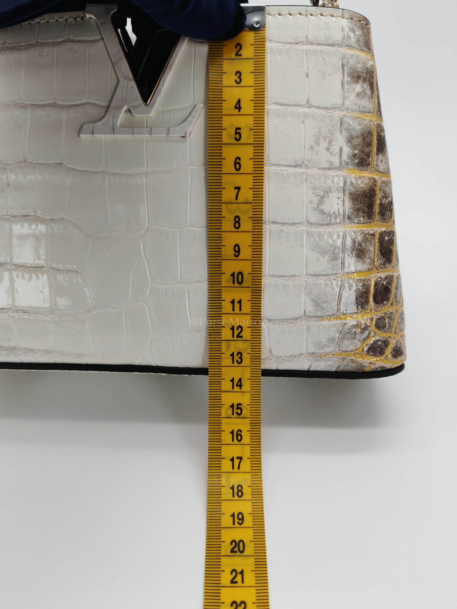 Capucines Mini Himalayan Crocodile Leather and Gold Hardware (Microchip) | Purse Maison Luxury Bags Shop