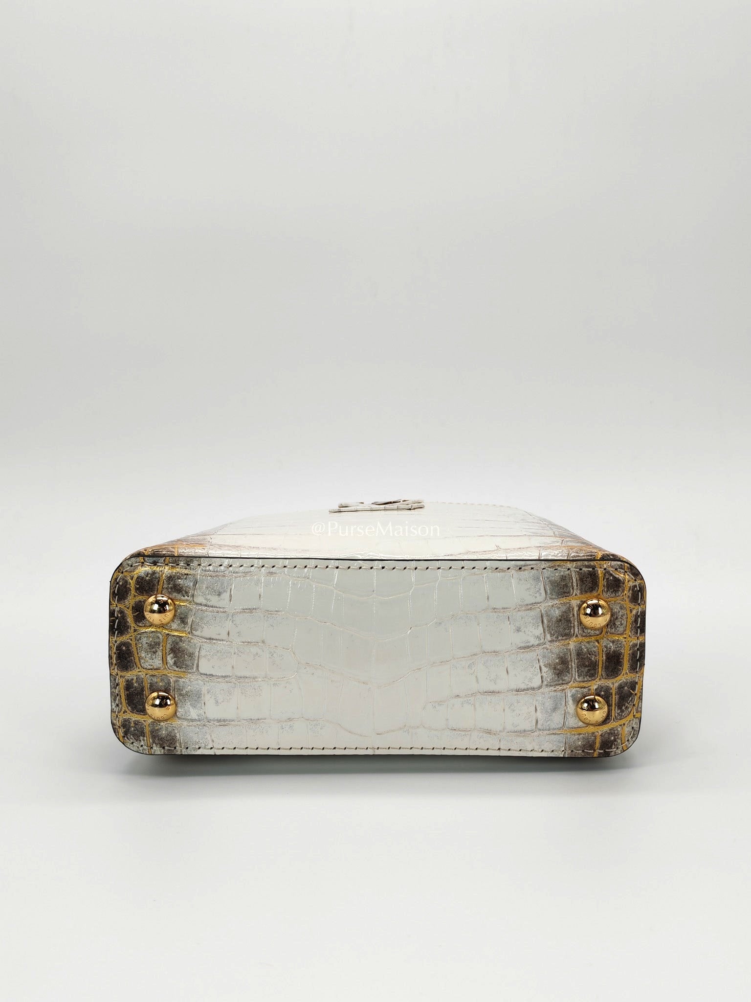Capucines Mini Himalayan Crocodile Leather and Gold Hardware (Microchip) | Purse Maison Luxury Bags Shop