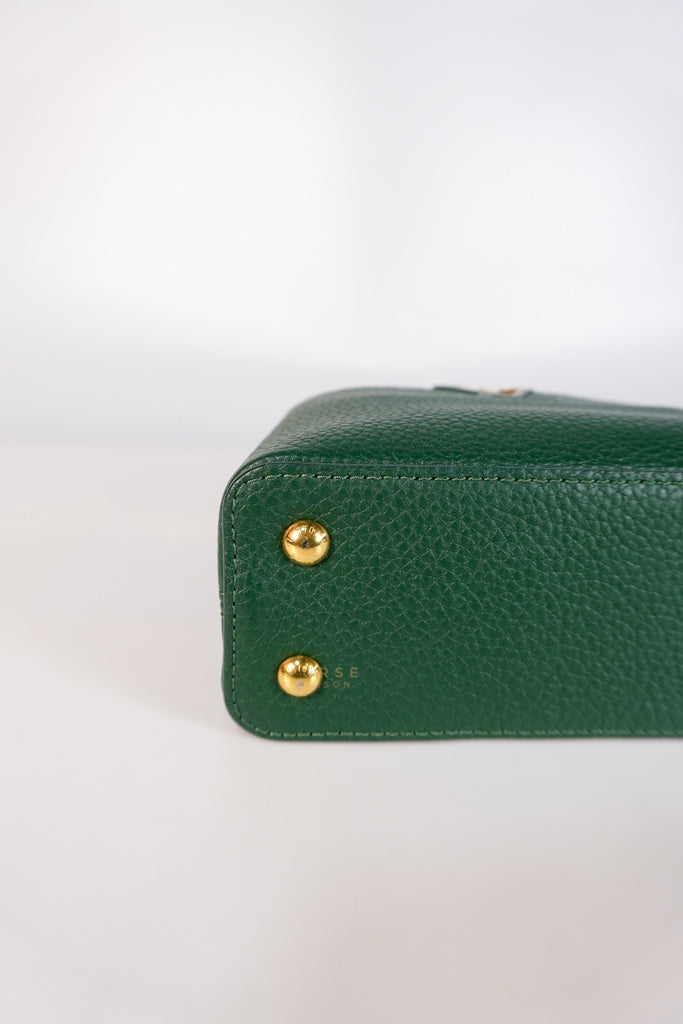 Capucines Mini in Emeraude Green Taurillon Leather Python Skin (Date Code: AH2199) | Purse Maison Luxury Bags Shop