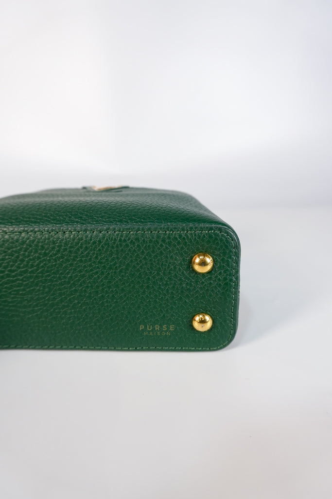 Capucines Mini in Emeraude Green Taurillon Leather Python Skin (Date Code: AH2199) | Purse Maison Luxury Bags Shop