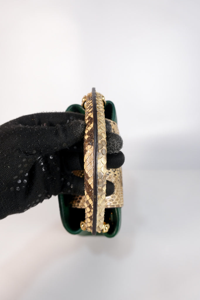 Capucines Mini in Emeraude Green Taurillon Leather Python Skin (Date Code: AH2199) | Purse Maison Luxury Bags Shop