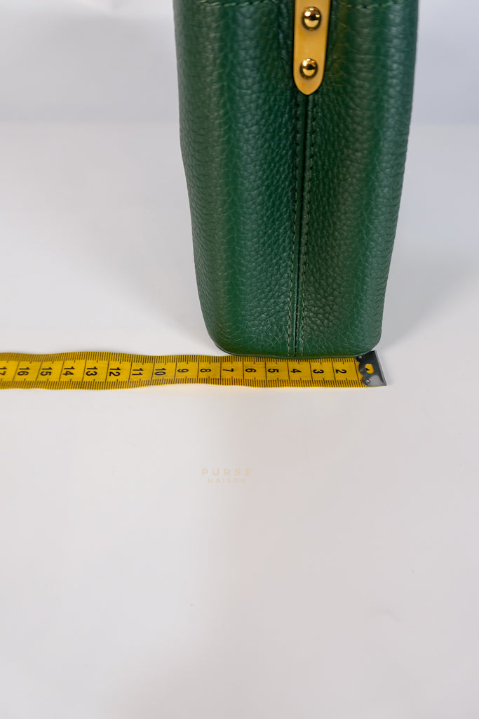 Capucines Mini in Emeraude Green Taurillon Leather Python Skin (Date Code: AH2199) | Purse Maison Luxury Bags Shop