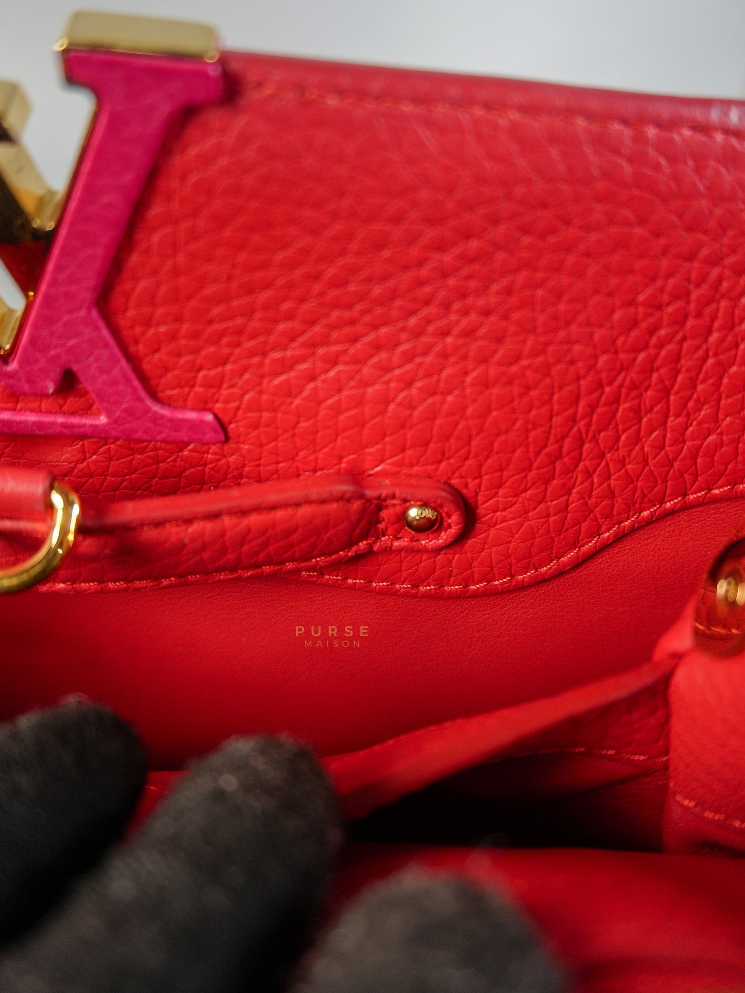 Capucines MM Tri-Color Shoulder Bag (Date Code: TR3107) | Purse Maison Luxury Bags Shop