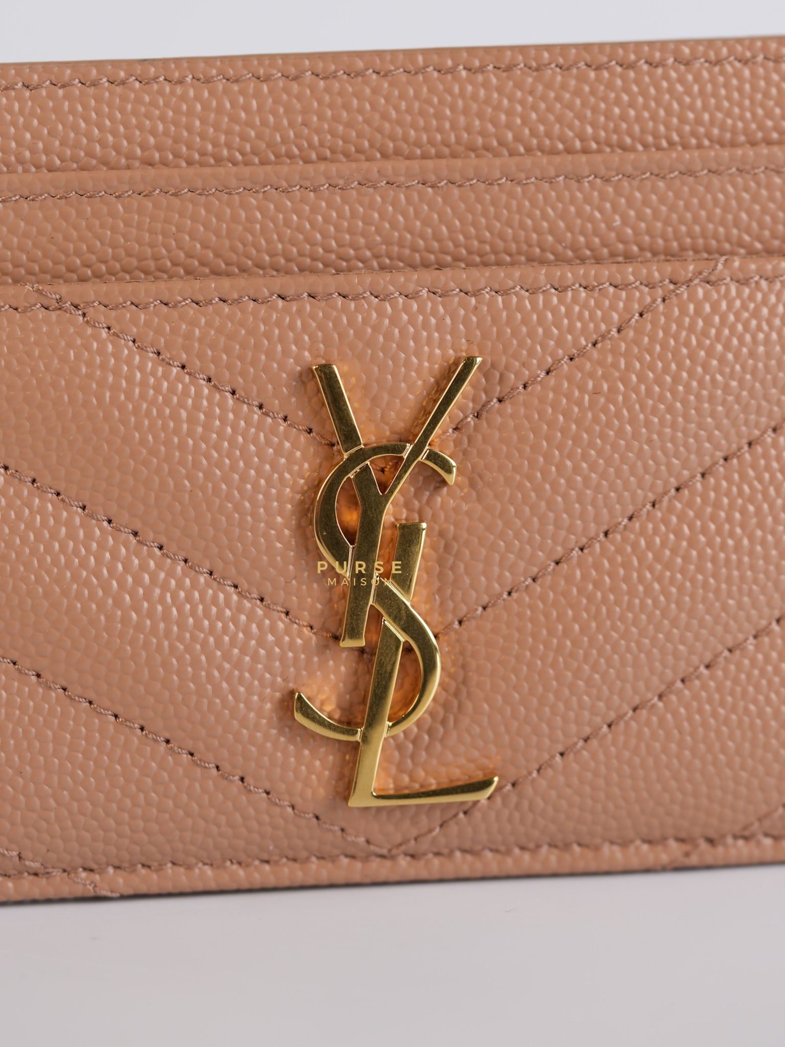 Card Holder Peach Matelasse Leather Monogram Gold Hardware | Purse Maison Luxury Bags Shop