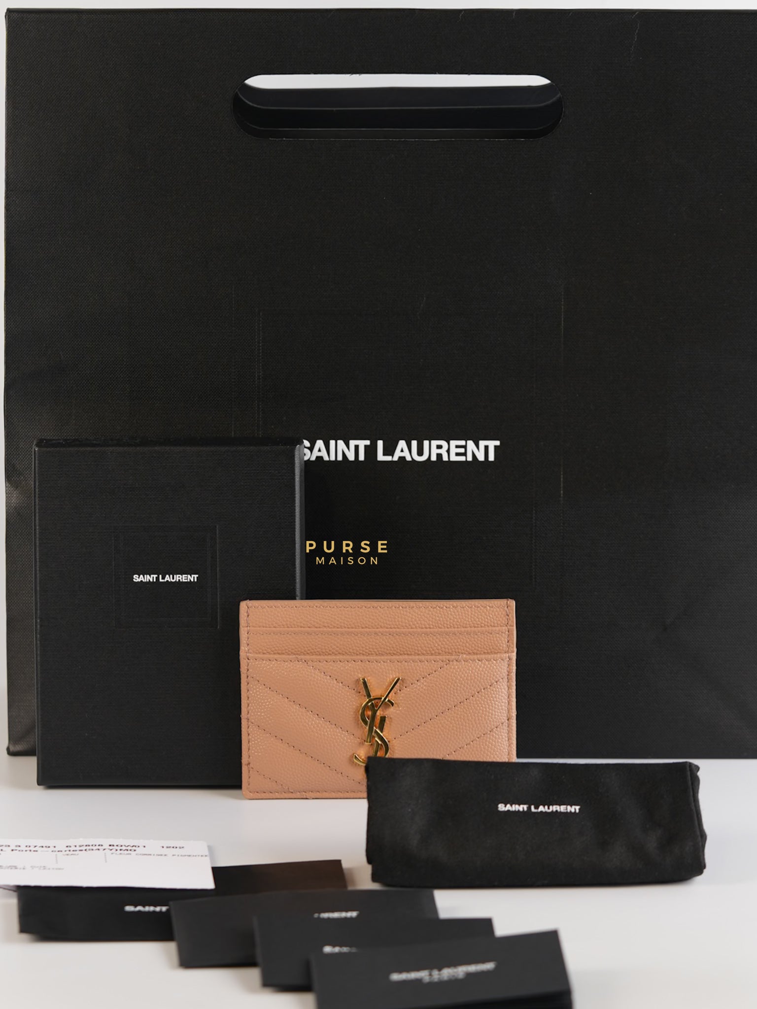 Card Holder Peach Matelasse Leather Monogram Gold Hardware | Purse Maison Luxury Bags Shop
