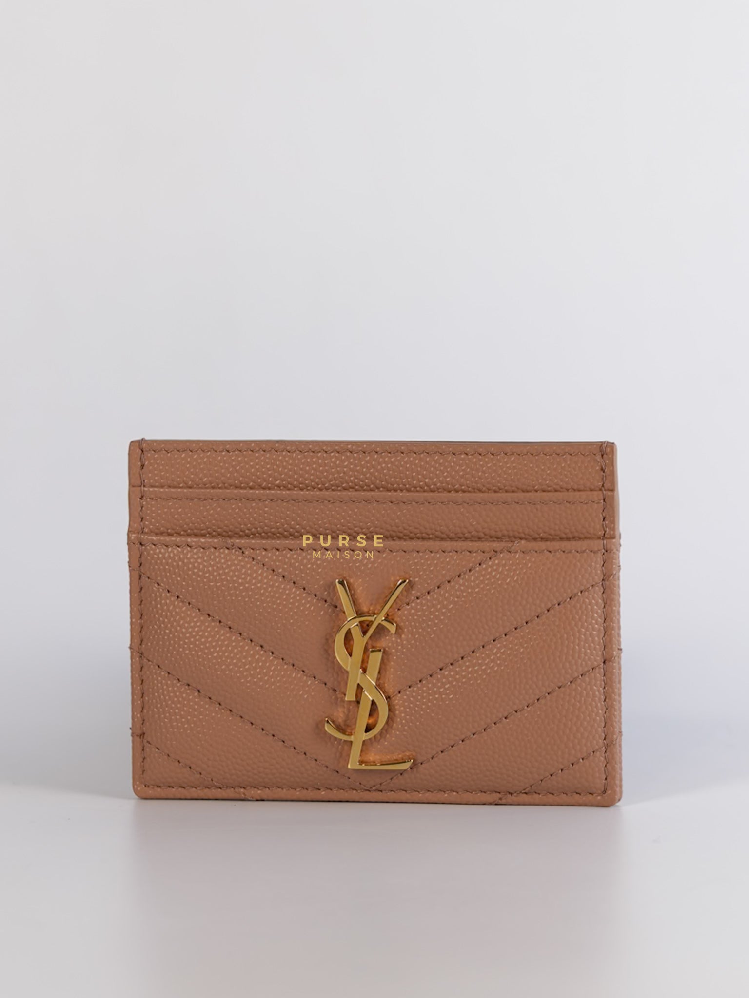 Card Holder Peach Matelasse Leather Monogram Gold Hardware | Purse Maison Luxury Bags Shop