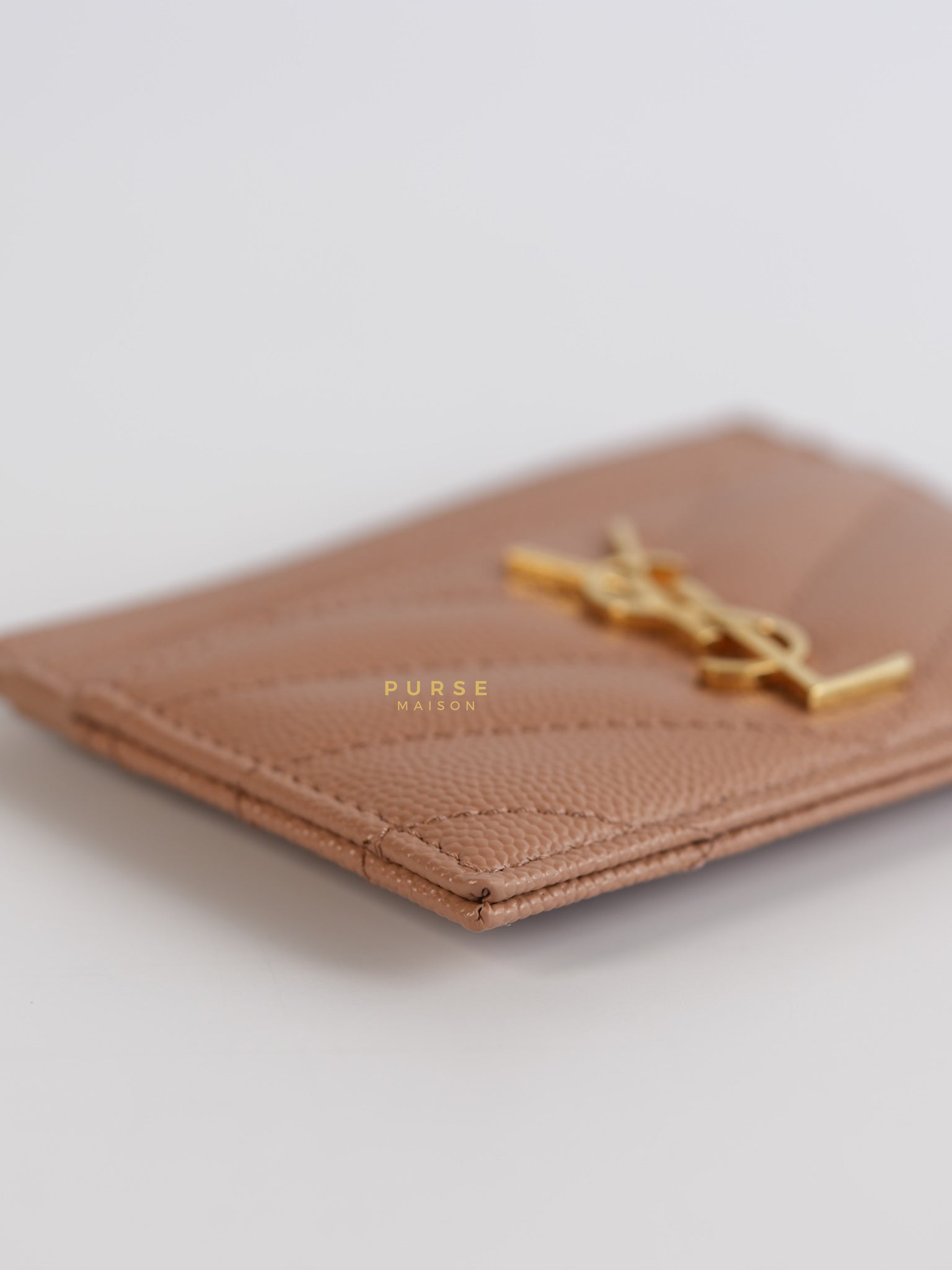 Card Holder Peach Matelasse Leather Monogram Gold Hardware | Purse Maison Luxury Bags Shop